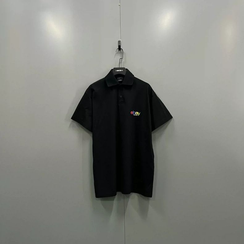 Balenciaga Black Embroidery Polo Shirt