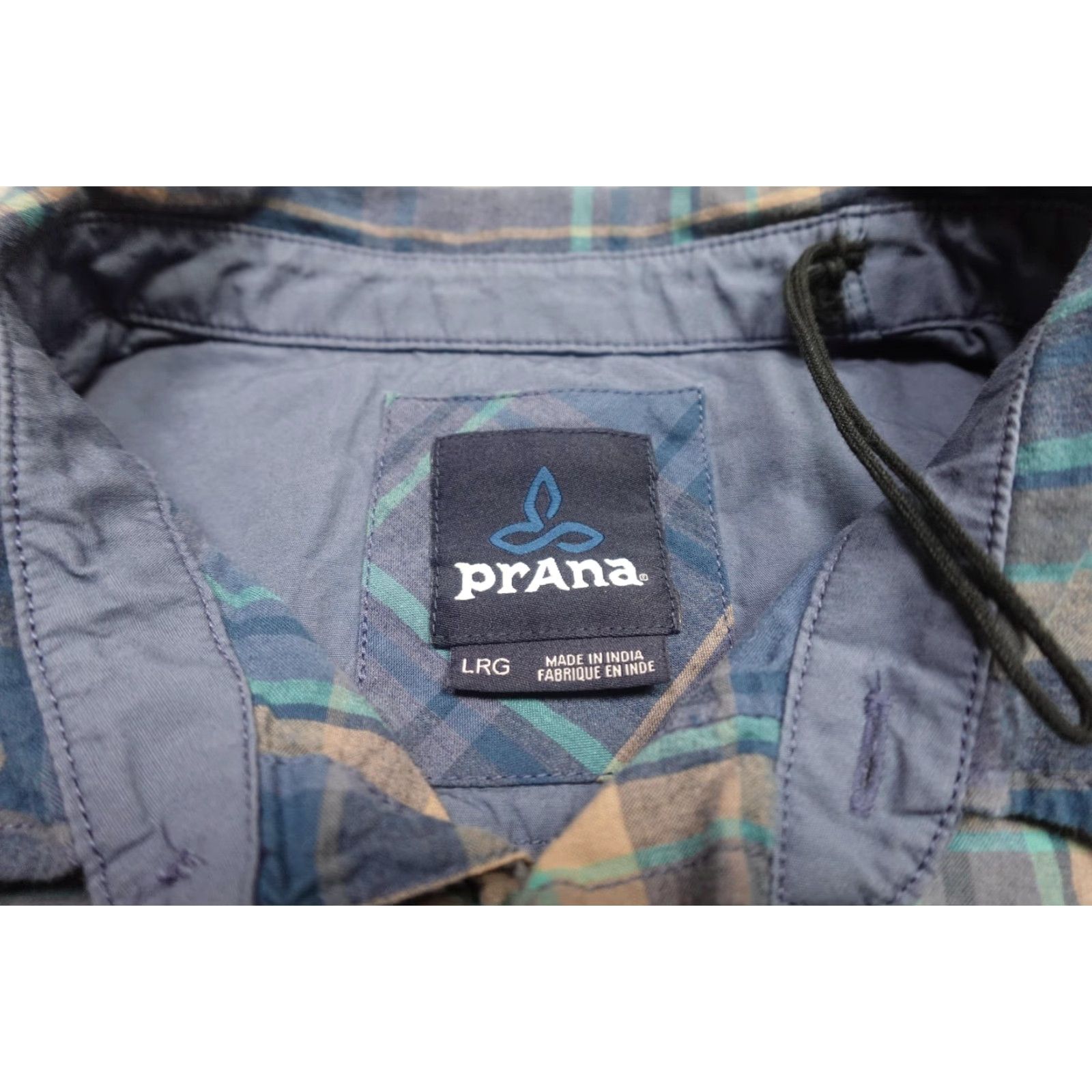 Prana VINTAGE? No. PrAna Shirt Mens Large Blue Plaid Short Sleeve Organic Cotton Casual Button Up Size US L / EU 52-54 / 3 - 2 Thumbnail