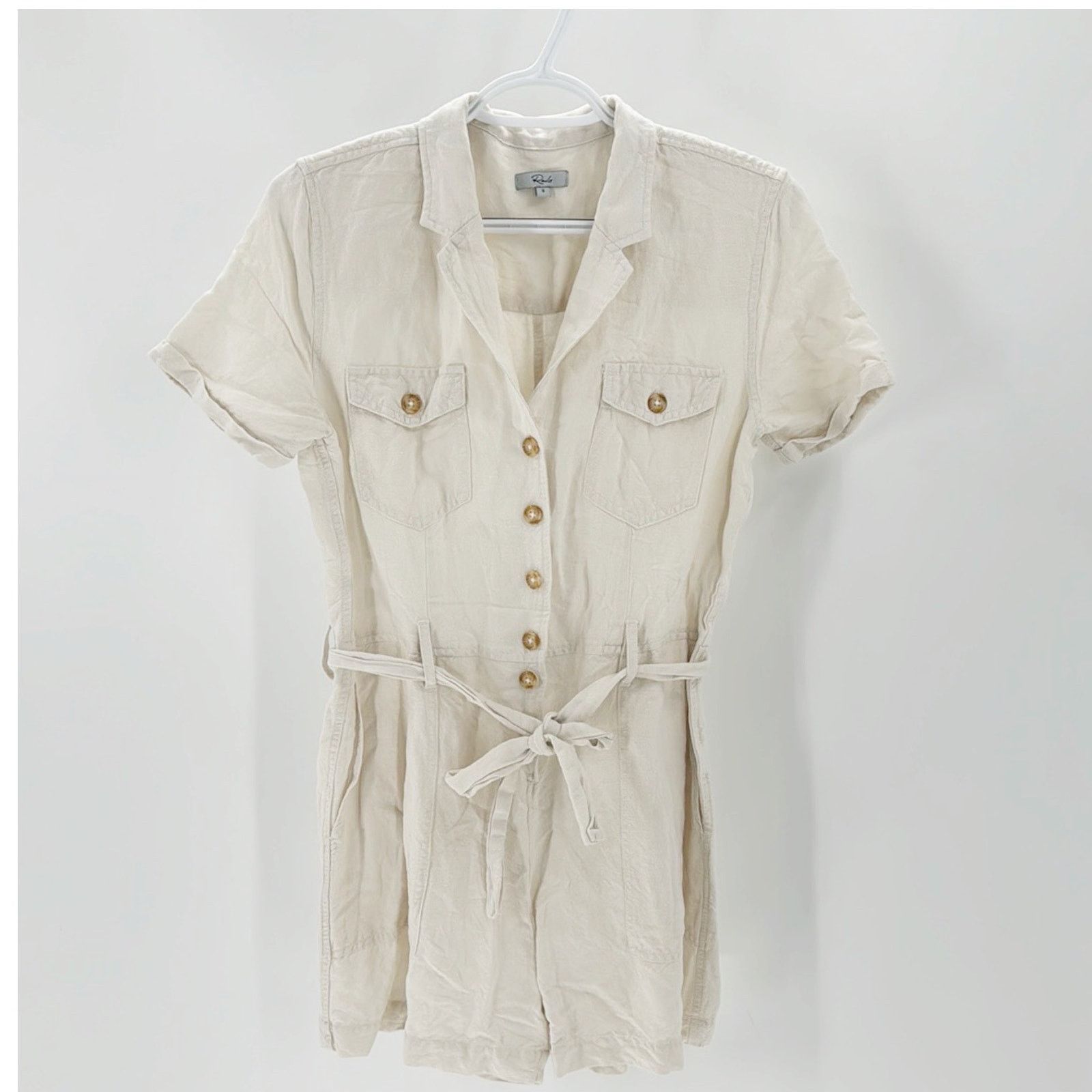 Rails Rails Women's Georgie Stone Short Romper linen blend sz S Size 26" / US 2 / IT 38 - 1 Thumbnail