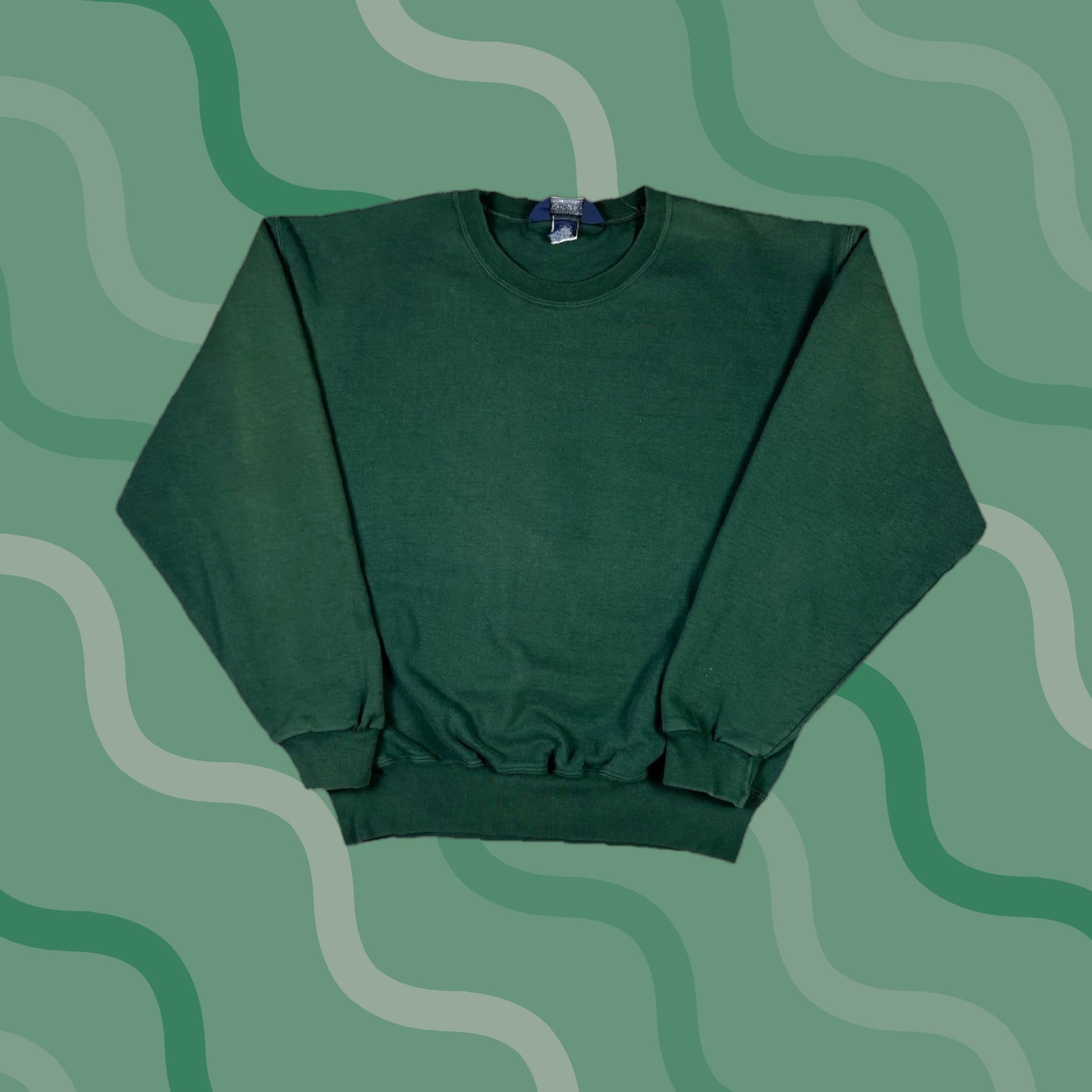 Lands' End VINTAGE Lands End Sweatshirt Green 90s Unisex Medium Crew Neck Cotton Knit Pullover All Seasons Logo - Mens Size US M / EU 48-50 / 2 - 1 Thumbnail
