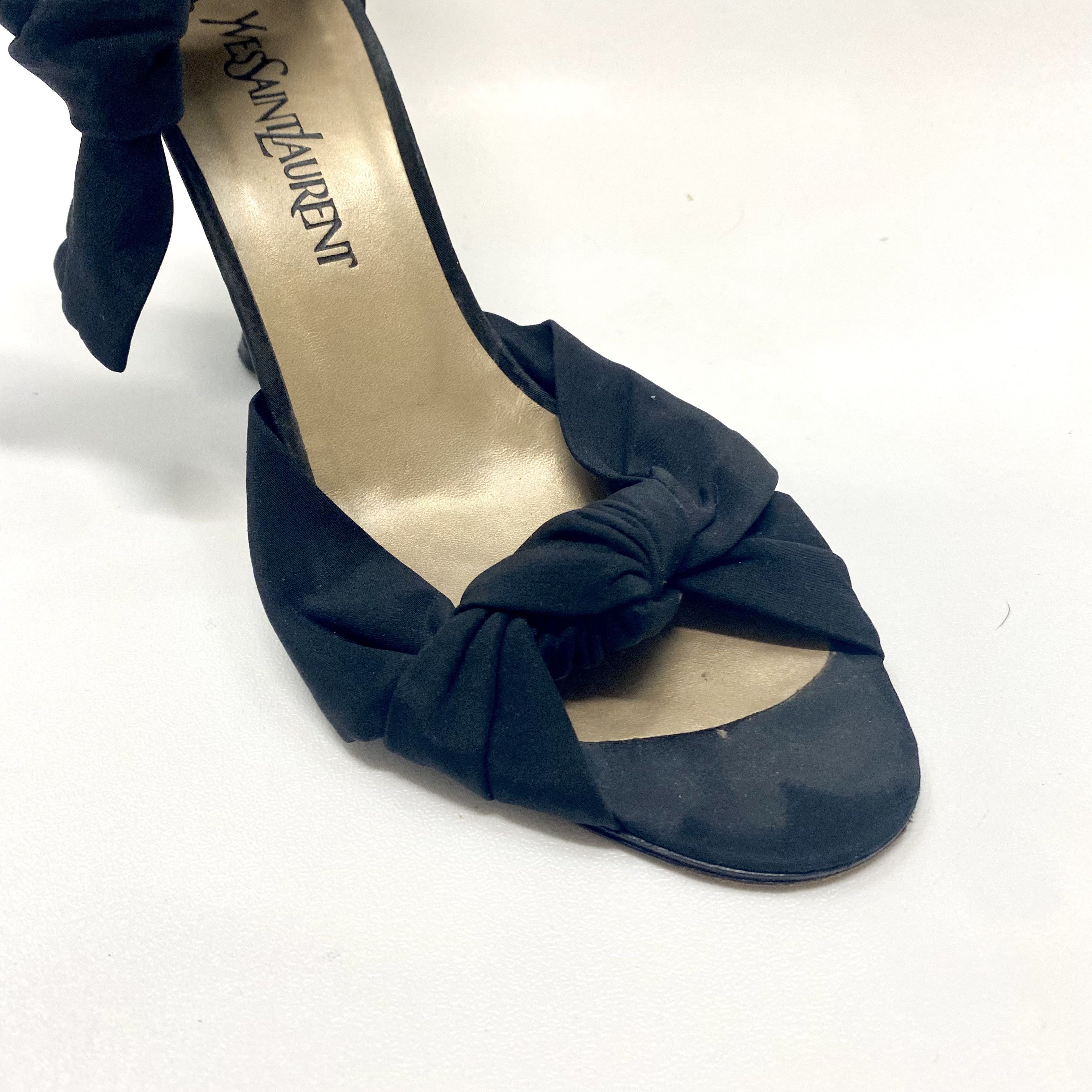 VTG 80s YSL Yves Saint Laurent Heels Ankle Strap Bow Tie