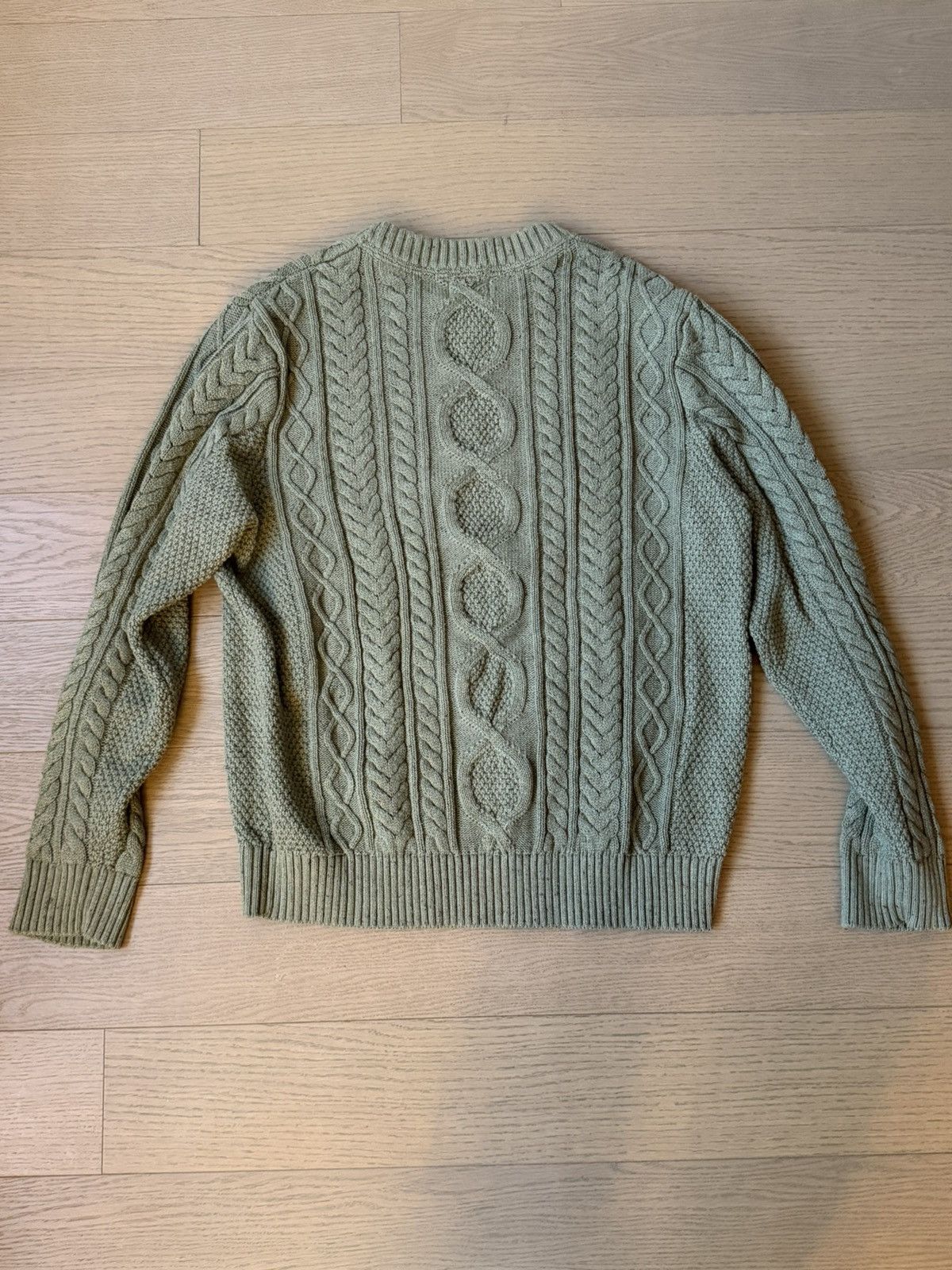 L.L. Bean Pale Green Heritage Knit Cable Fisherman’s Sweater Size US L / EU 52-54 / 3 - 2 Thumbnail