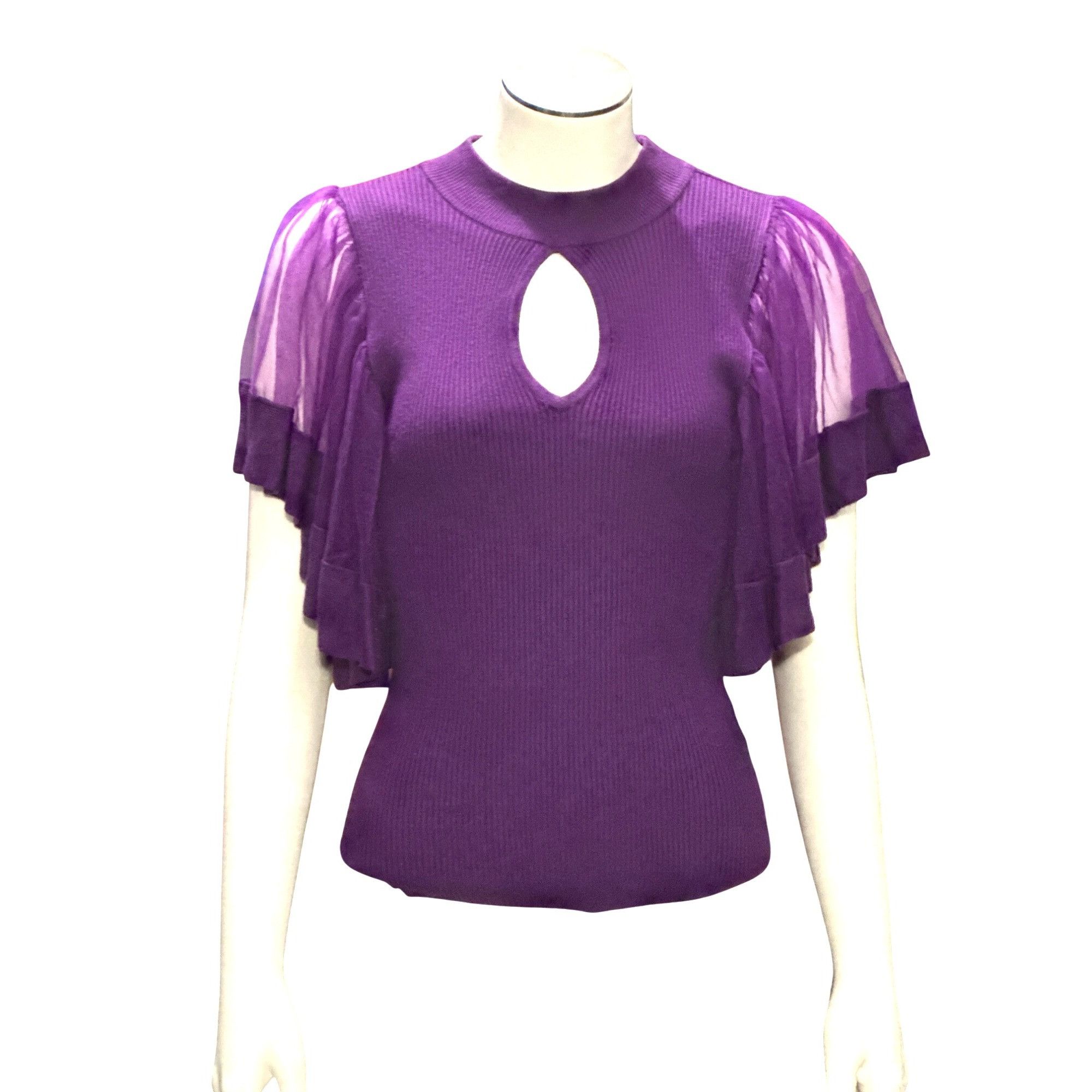 Other 7Th Avenue Design Studio XS Purple Puff Flutter Sleeve Blous Size XS / US 0-2 / IT 36-38 - 15 Thumbnail