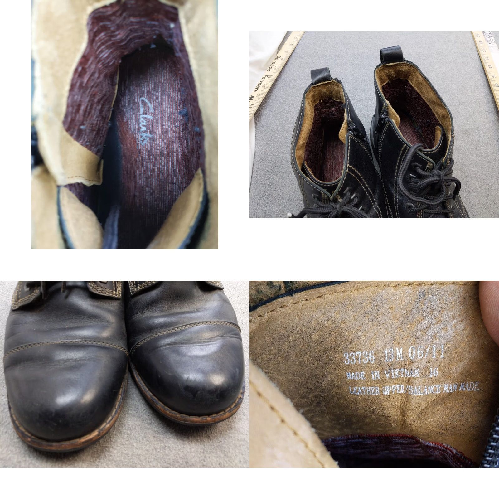 Clarks Clarks Boots Mens Size 13 Black Leather Cap Toe Combat Side Zip Lace Up 33736 Size ONE SIZE - 8 Thumbnail