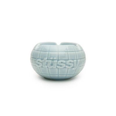 image of Stussy World Globe Logo Ceramic Ashtray Pale Blue, Men's