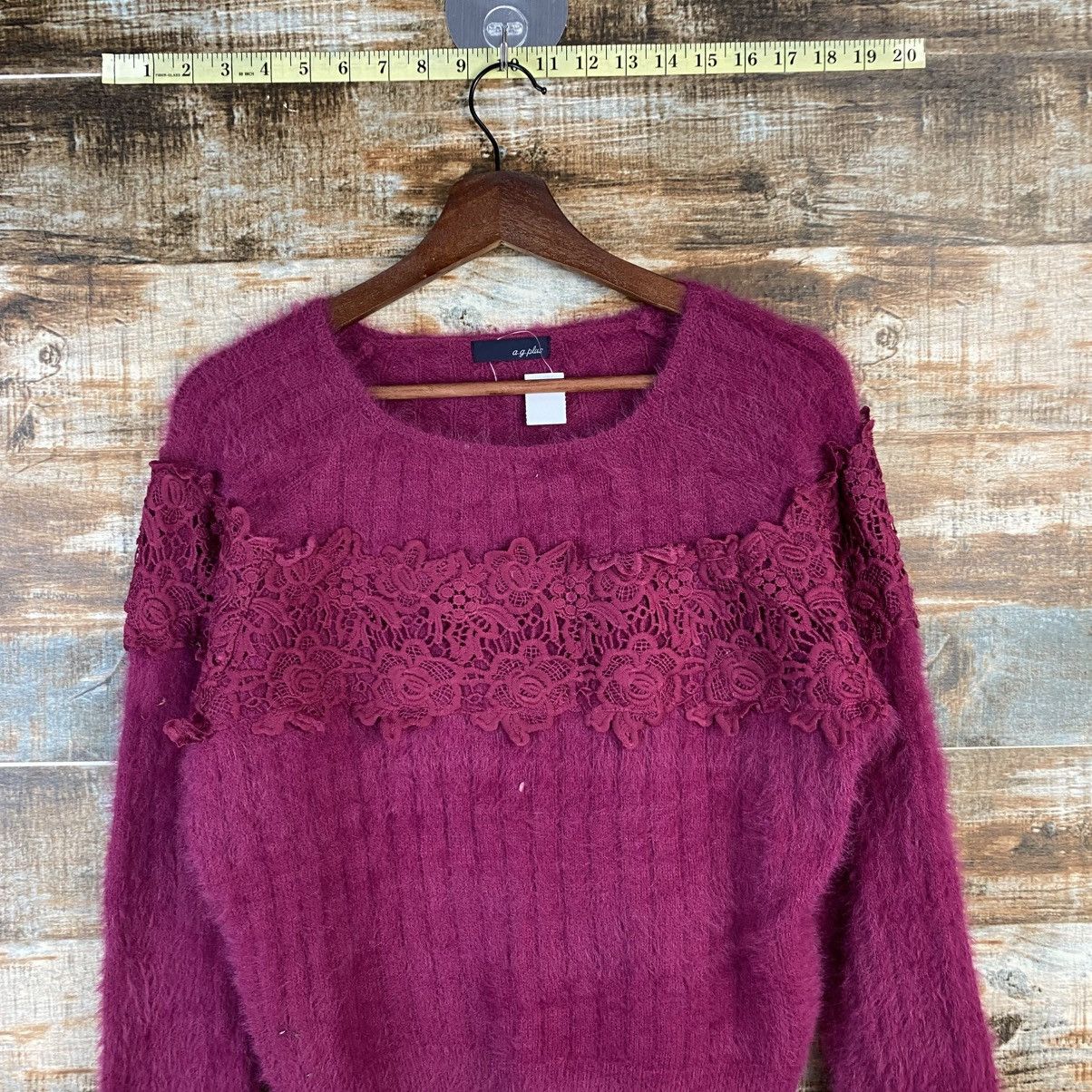 Japanese Brand DL A.G Plus Purple fur shaggy Knitwear #C1065 Size S / US 4 / IT 40 - 2 Thumbnail
