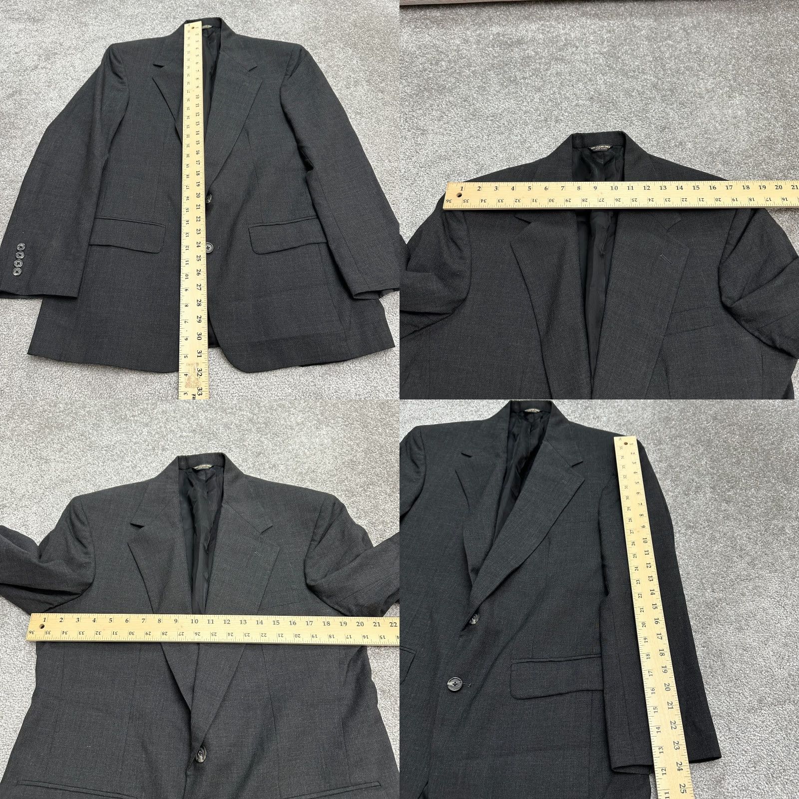 Bill Blass Bill Blass 100% Wool Blazer Jacket Men 40R Dark Gray Ventless Business Formal Solid 40 Regular Mens Size 40R - 8 Thumbnail