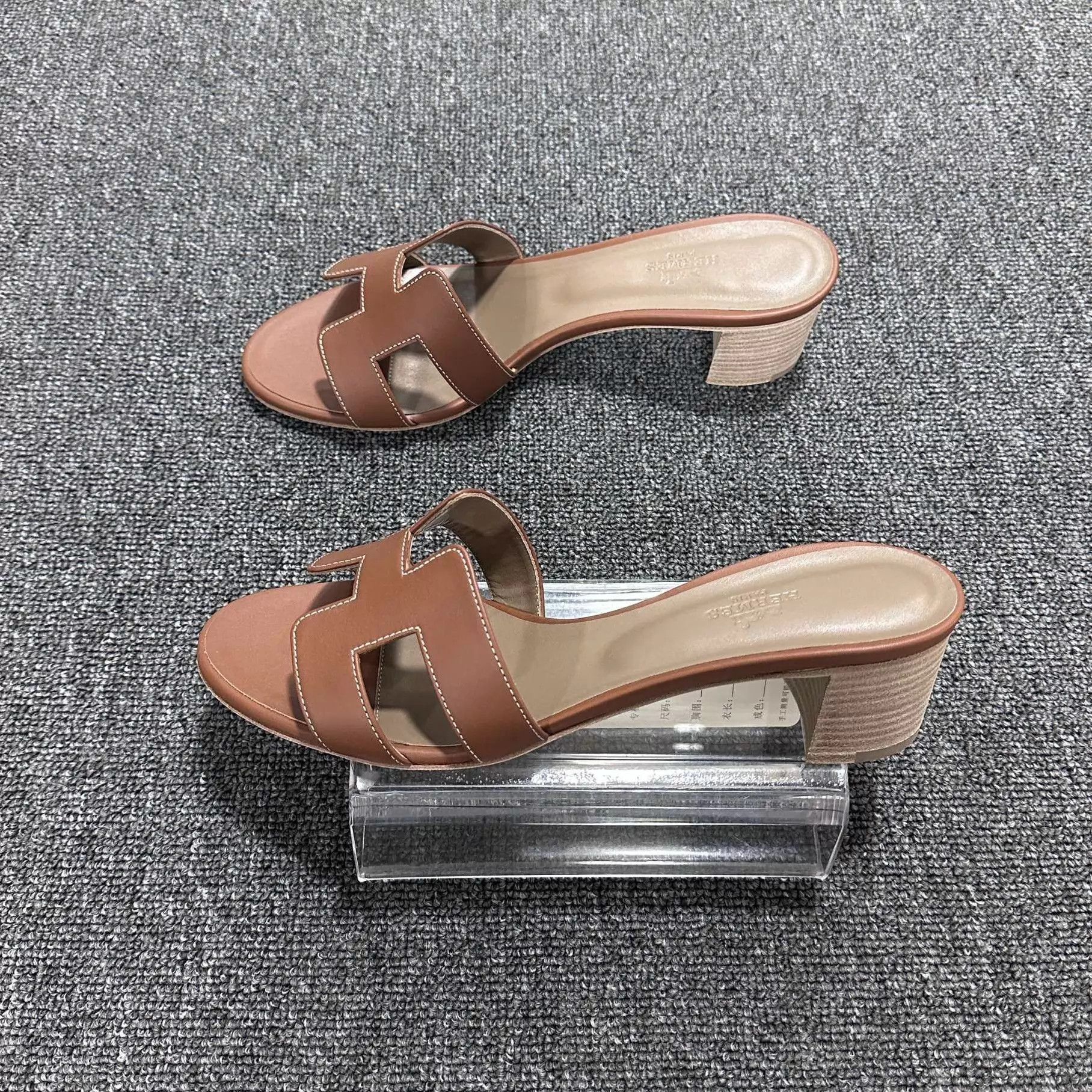 Hermes Hermes brown heeled H slippers 39 new Size US 8.5 / IT 38.5 - 3 Thumbnail