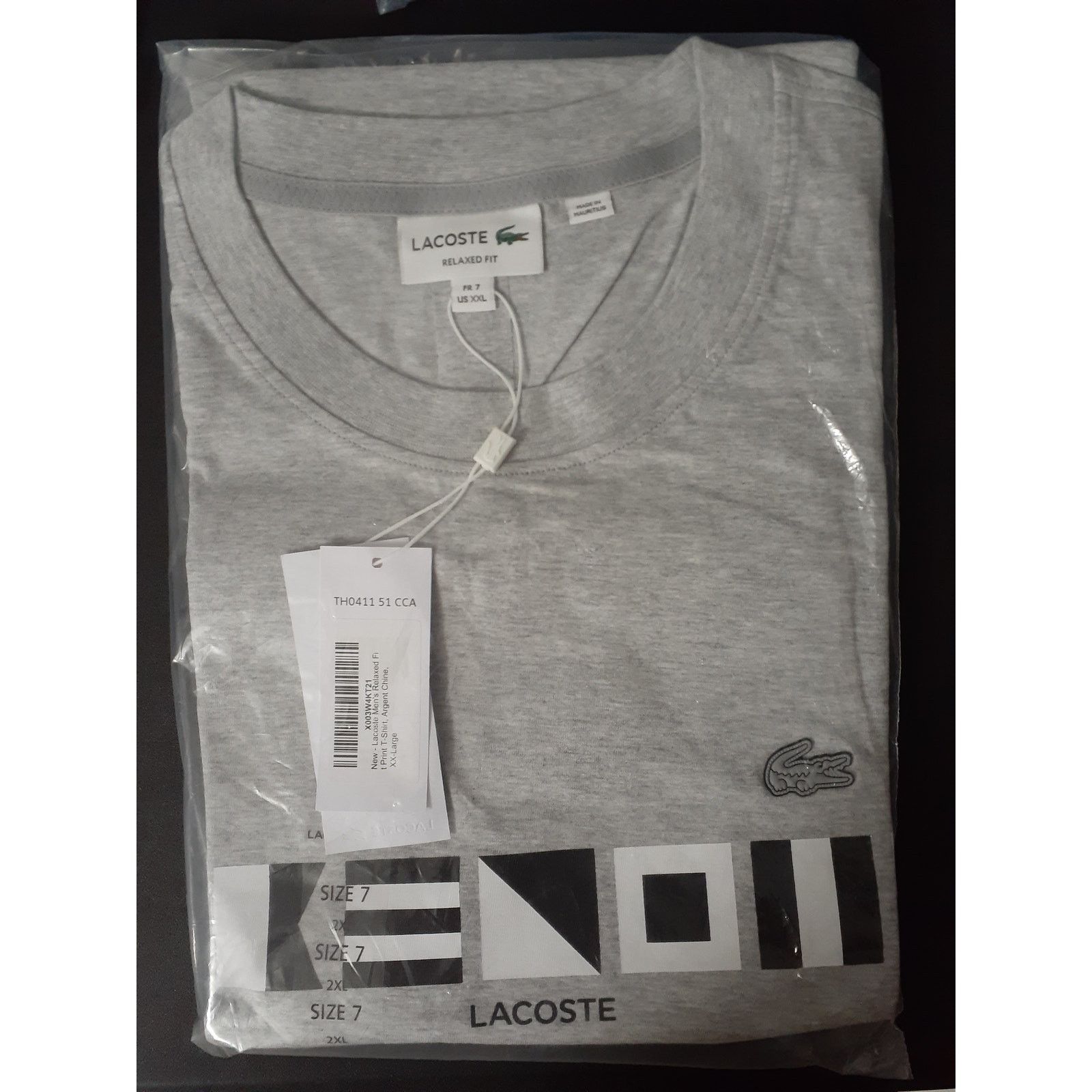 Lacoste Lacoste Men's Short Sleeve Graphic T-Shirt Argent Chine 2XL Size US XXL / EU 58 / 5 - 2 Thumbnail