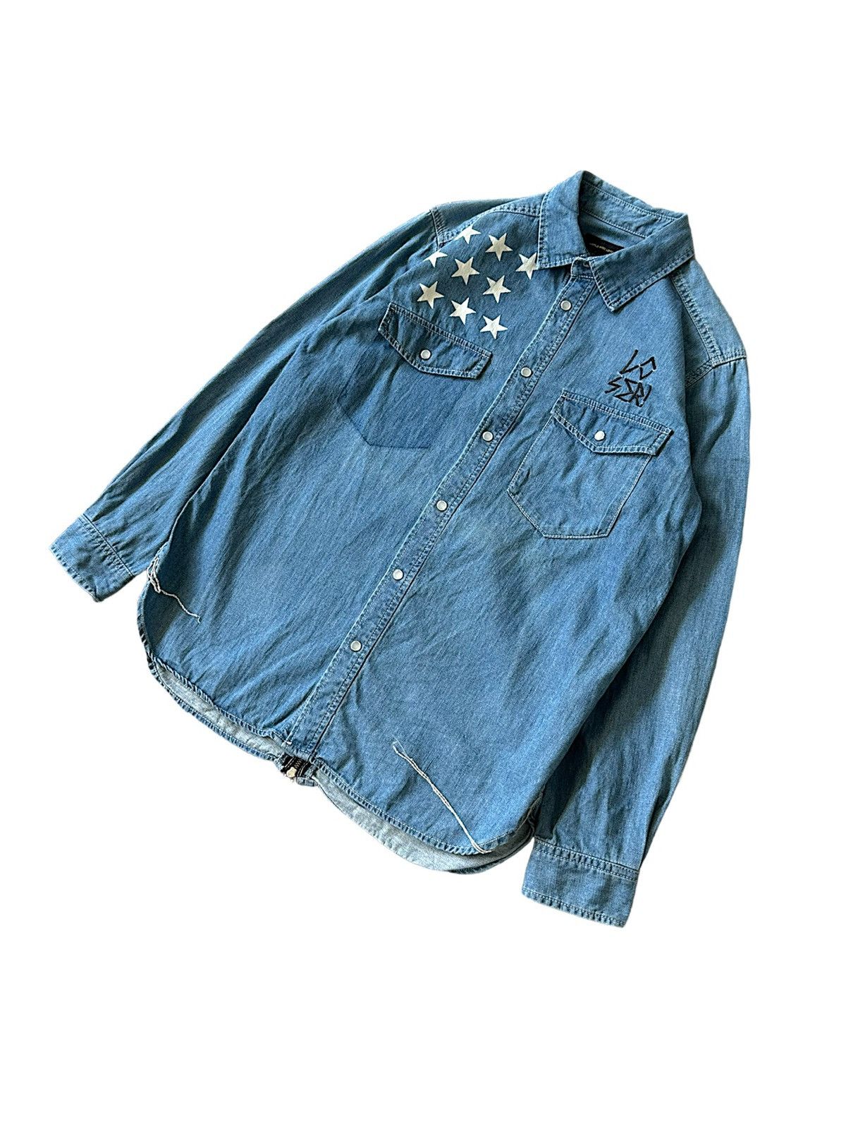 Hysteric Glamour 00’s World Wide Love punk denim shirt Size US M / EU 48-50 / 2 - 2 Thumbnail
