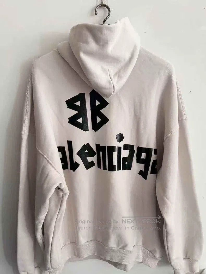 Balenciaga Balenciaga Beige Hooded Sweatshirt Size US M / EU 48-50 / 2 - 2 Thumbnail