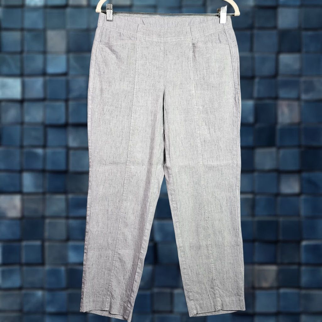 J. Jill J.Jill Womens Linen Stretch Pants Small Gray Lightweight Casual Everyday Regular Rise Buttoned Front Pants Mens Women Girls Unisex Size 28" / US 6 / IT 42 - 1 Thumbnail