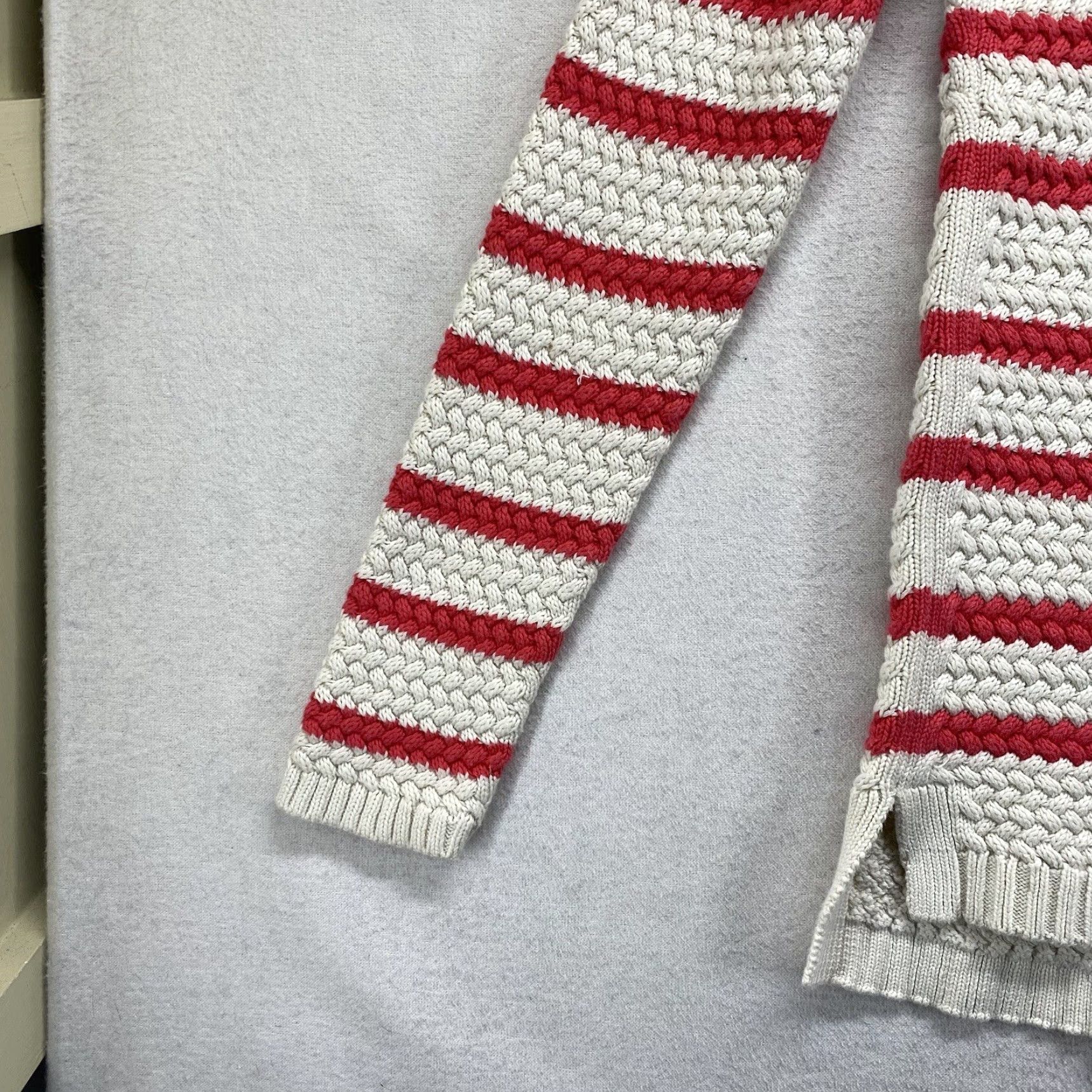 Talbots Talbots Women’s Sweater Red & White Striped Cable Knit Petite Thick Knit Womens Size S / US 4 / IT 40 - 6 Thumbnail