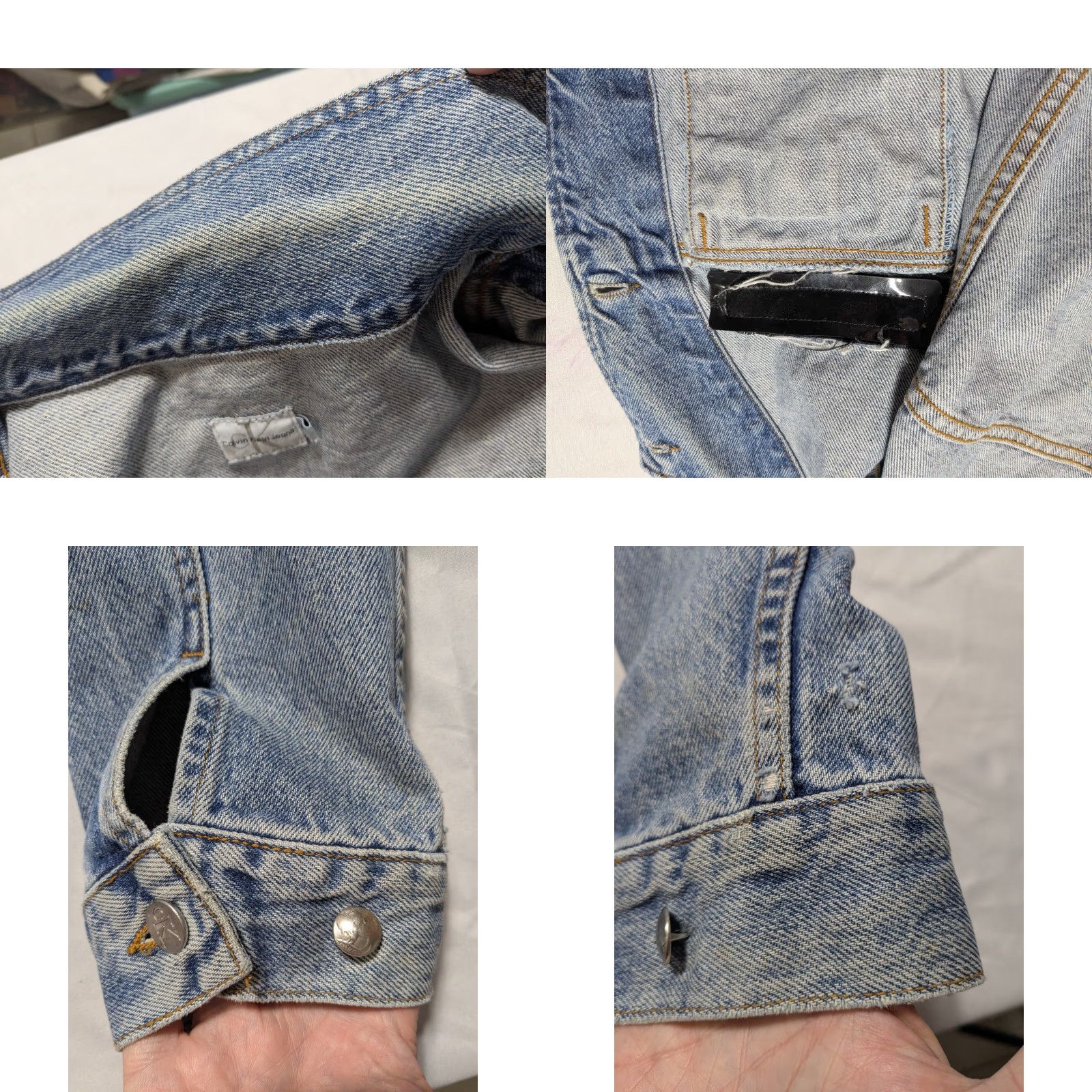 Calvin Klein VINTAGE Calvin Klein CK Jeans Men Large Double Stone Wash Denim Trucker Jacket Size US 33 - 9 Thumbnail