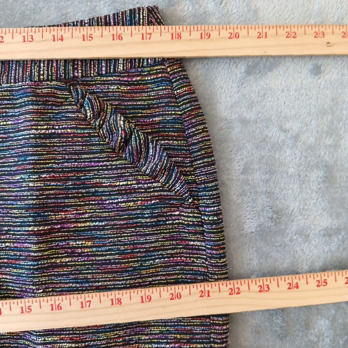 Loft LOFT Skirt Women Short Pencil Multicolor Striped Pockets Lined Slit Size 14 Knit Polyester Rayon Regular, Machine Washable Size 36" / US 14 / IT 50 - 2 Thumbnail