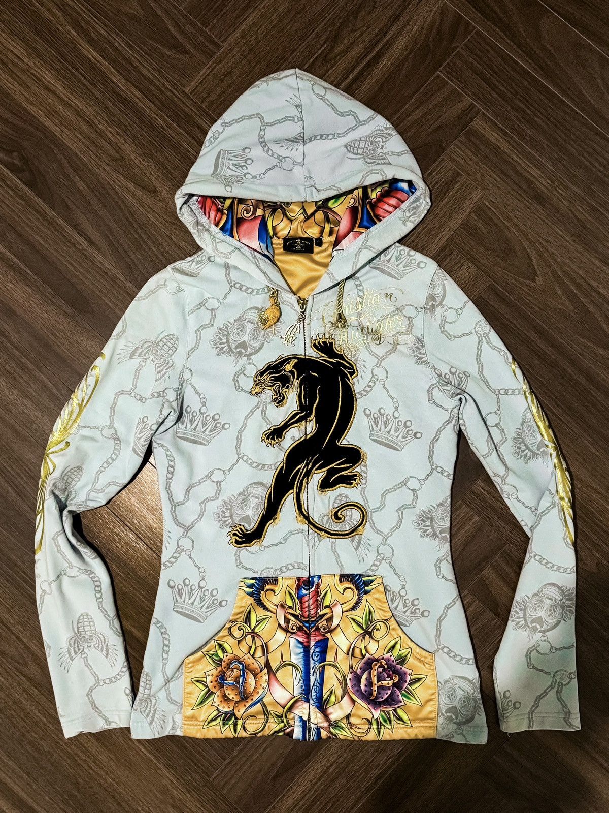 Christian Audigier Christian Audigier Panther Rhinestone Hoodie Size L / US 10 / IT 46 - 1 Thumbnail