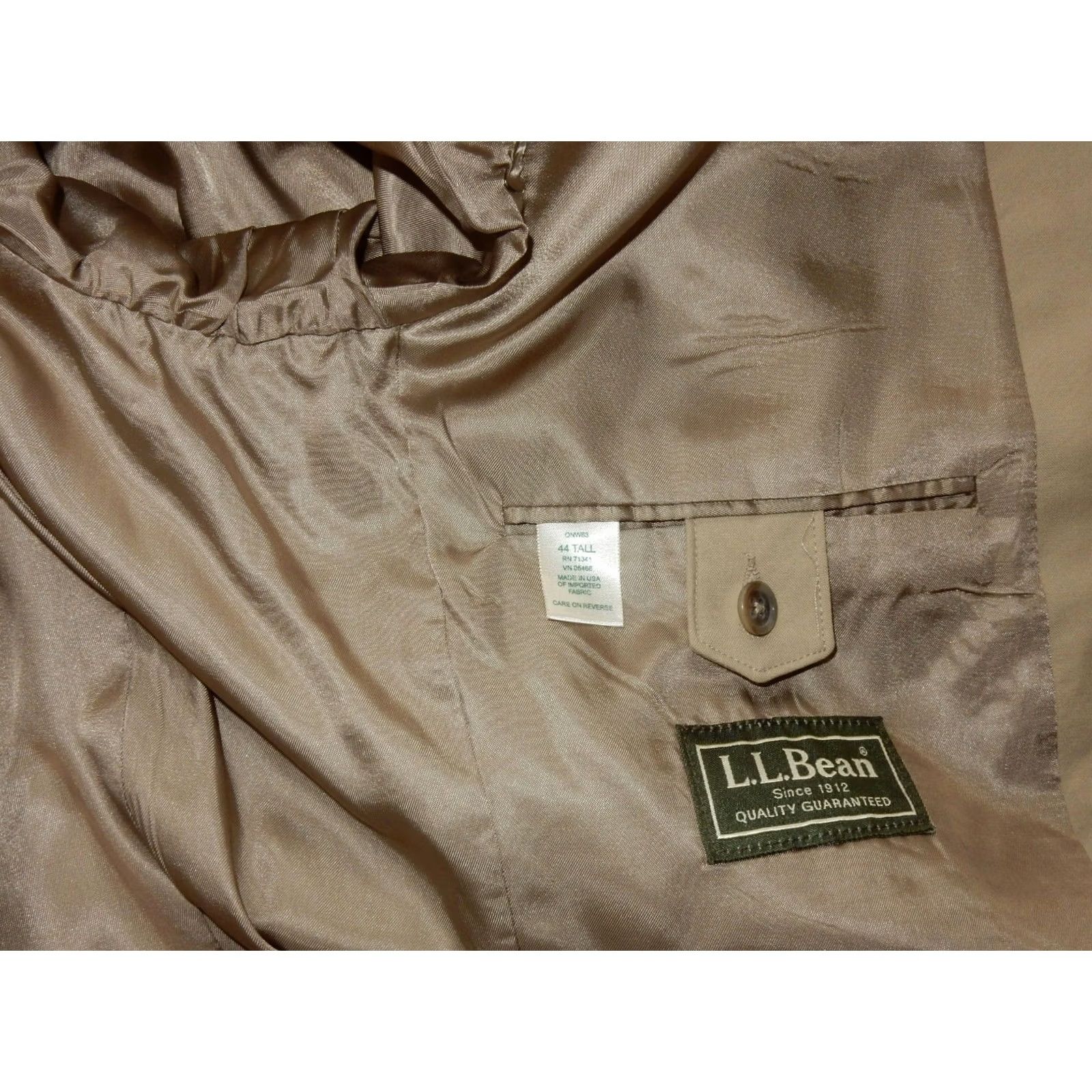 Vintage VINTAGE L.L. Bean Blazer Sport Coat Blazer Men 44T 44 Tall Beige Wool 2 Button 1 Piece Mint Mens Size 44R - 7 Thumbnail