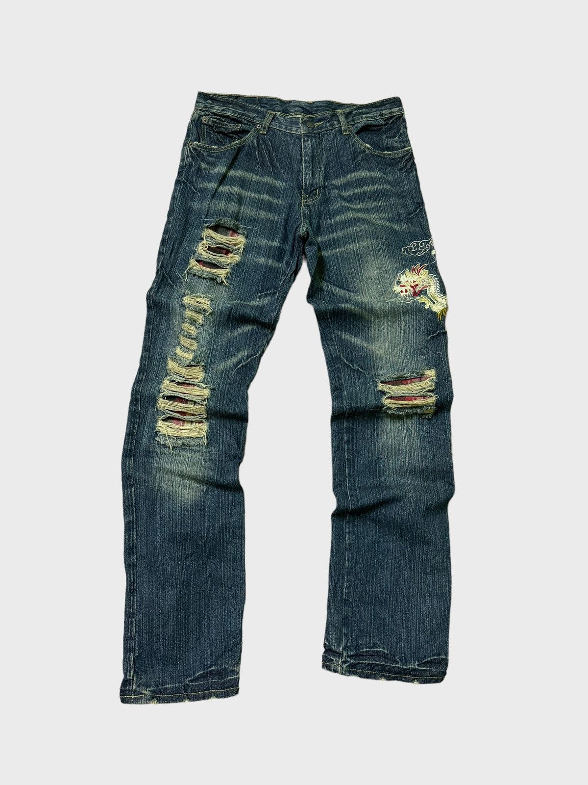 Vintage VINTAGE JAPANESE TRADITION SOLBERRY DRAGON EMBROIDERED DENIM Size US 30 / EU 46 - 1 Thumbnail