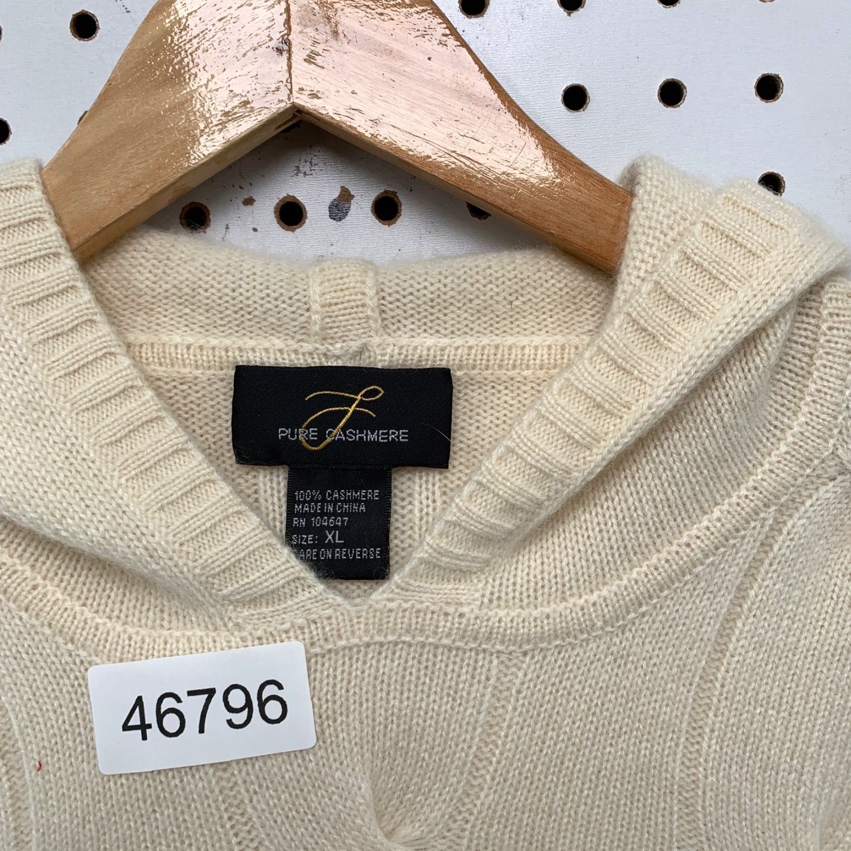 Vintage VINTAGE Pure Cashmere 100% Cashmere Sweater Hoodie Womens XL Beige Cable Knit Soft Size XL / US 12-14 / IT 48-50 - 3 Thumbnail