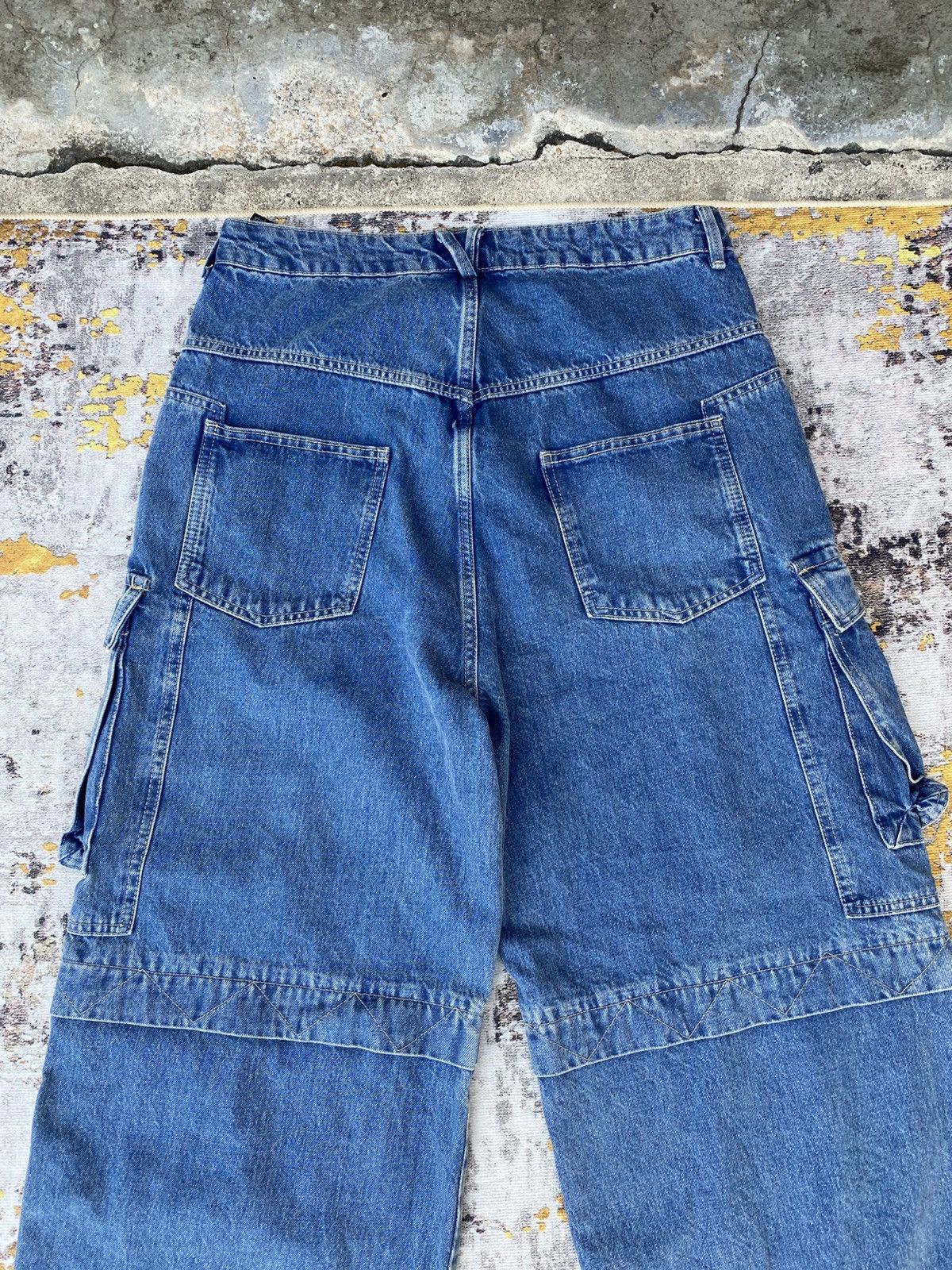 If Six Was Nine 🔥 Super Sick🔥 ZARA Baggy Denim Cargo Trousers Utility Pocket Size US 35 - 9 Thumbnail