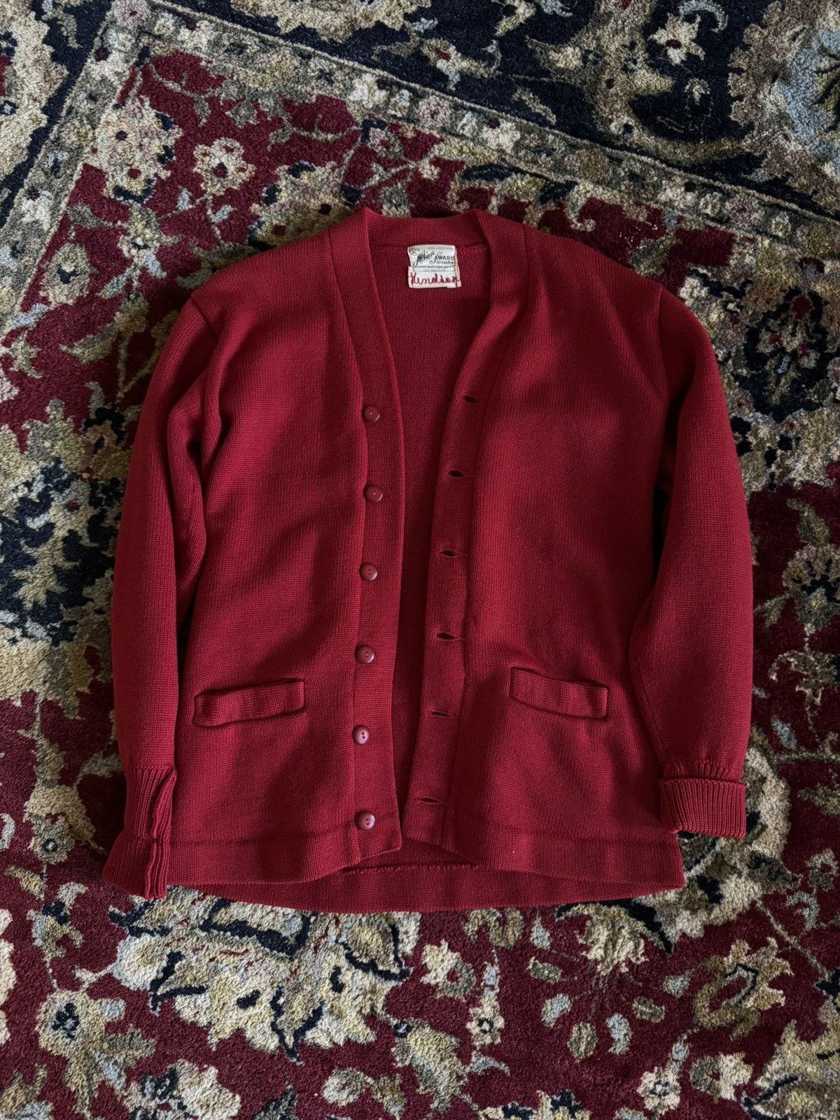 Vintage Vintage 1950s Red Wool Cardigan Size US M / EU 48-50 / 2 - 5 Thumbnail