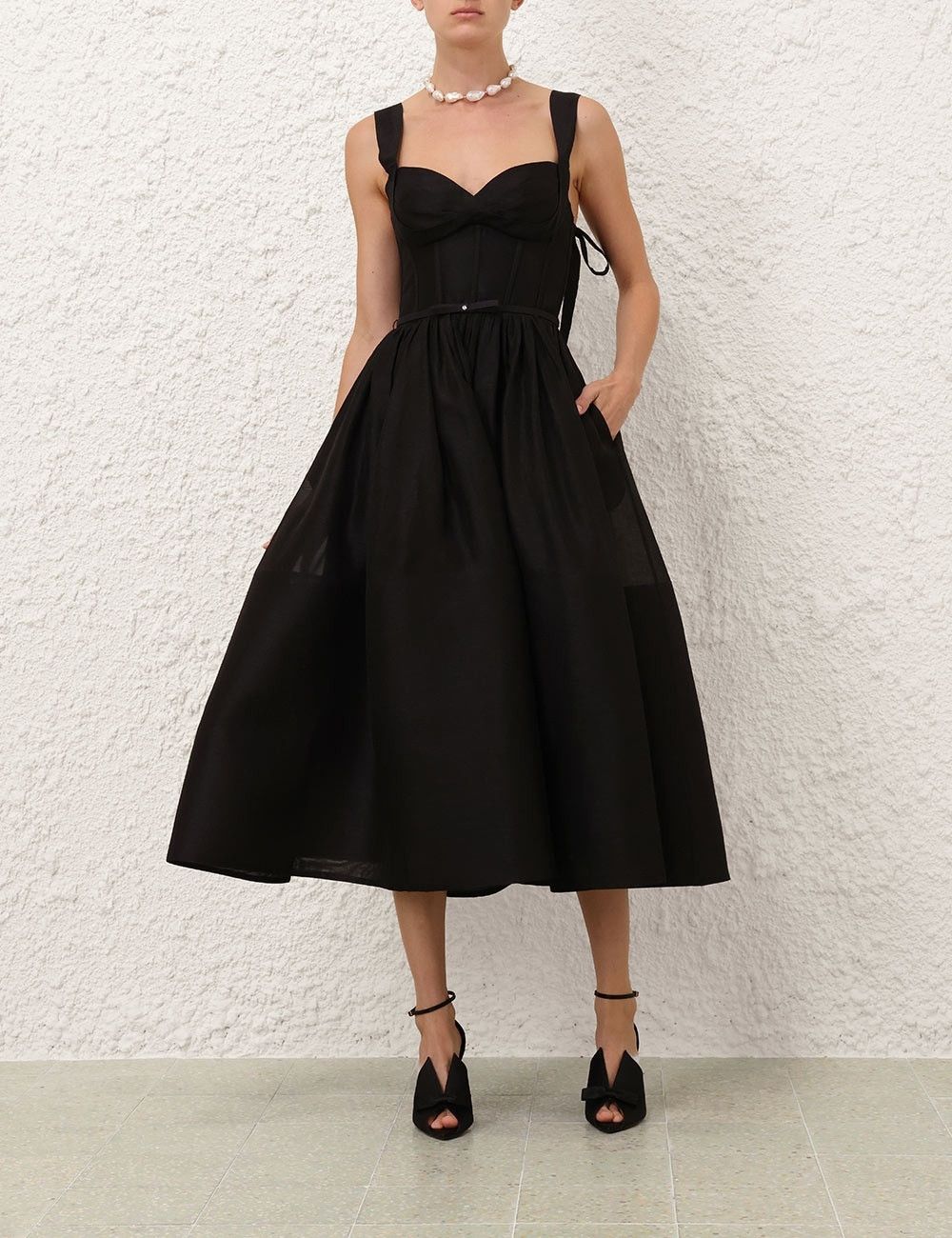 Zimmermann o1w1db10925 Crush Picnic Midi Dress in Black Size M / US 6-8 / IT 42-44 - 7 Thumbnail