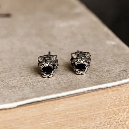 Jewelry Snake Punk Earrings One Pairs Chrome Jewelry Size ONE SIZE - 4 Thumbnail