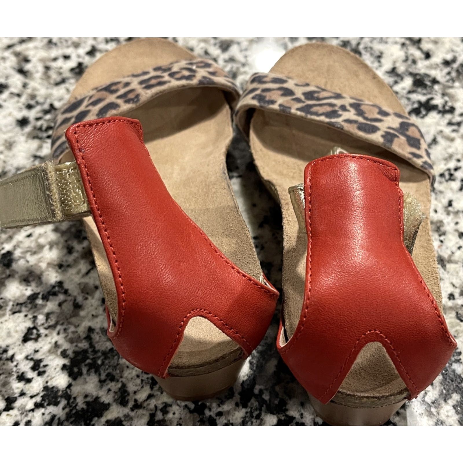 Vintage Naot Pixie Cheetah Kiss Red Wedge Sandal Women's U.S. 4-4.5 EUR 35 Size US 4.5 / IT 34.5 - 3 Thumbnail