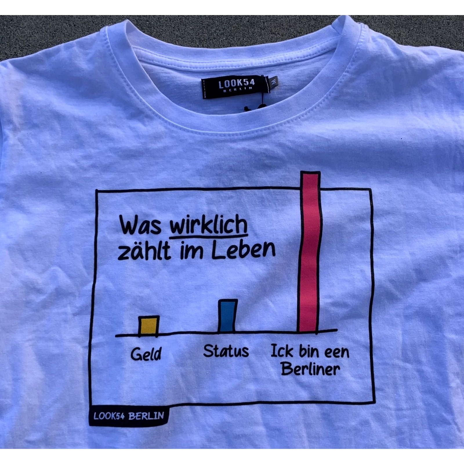 Vintage Look54 Berlin t-shirt M Was wirklich zahlt im Leben What Really Matters In Life White Cotton Short Sleeve Pullover Women T-Shirt Casual Size M / US 6-8 / IT 42-44 - 7 Thumbnail