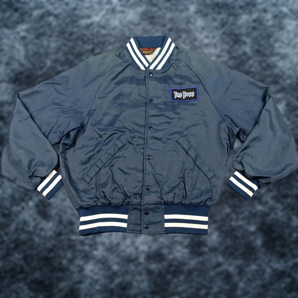 Dunbrooke VINTAGE Dunbrooke Pla-Jac Jacket Mens Large Blue Satin Varsity The Boss USA VTG Size US L / EU 52-54 / 3 - 1 Thumbnail