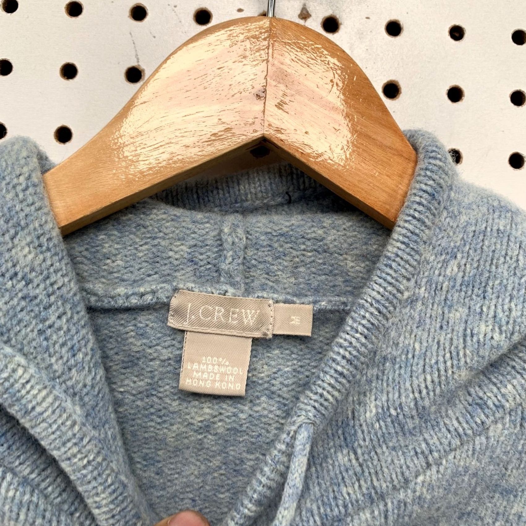 J.Crew J.CREW Wool Hoodie Sweater Womens Small Blue Hooded Lambswool Hong Kong Shirt Size S / US 4 / IT 40 - 3 Thumbnail