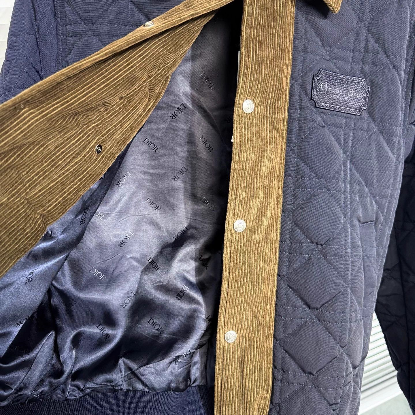 Dior DIOR Embroidered Logo Diamond Quilt Corduroy 46 Deep Blue Size US S / EU 44-46 / 1 - 4 Thumbnail