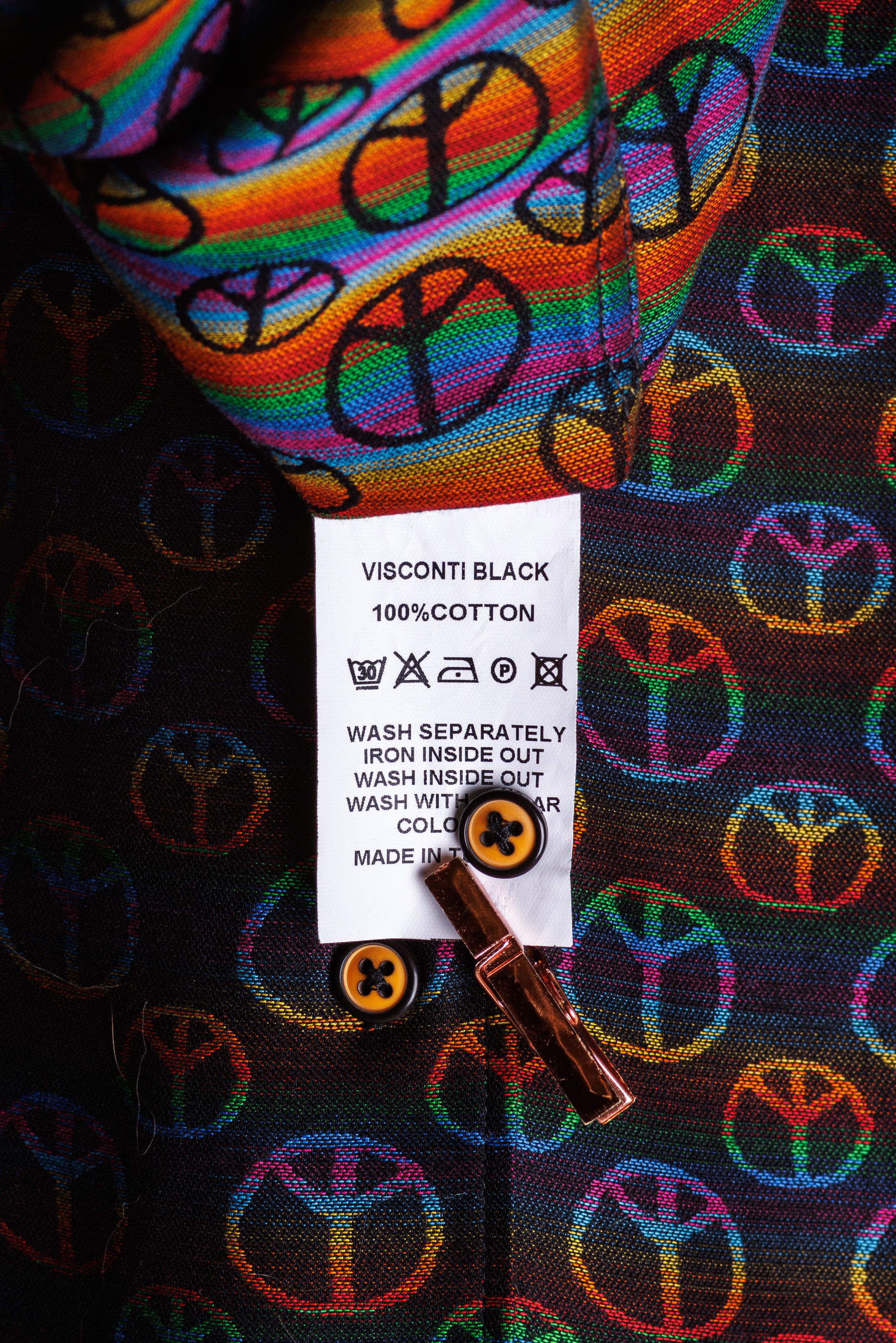 Luchiano Visconti Visconti “Peace” Dress Shirt – XL, Rainbow Contrast Cuffs Size US XL / EU 56 / 4 - 7 Thumbnail
