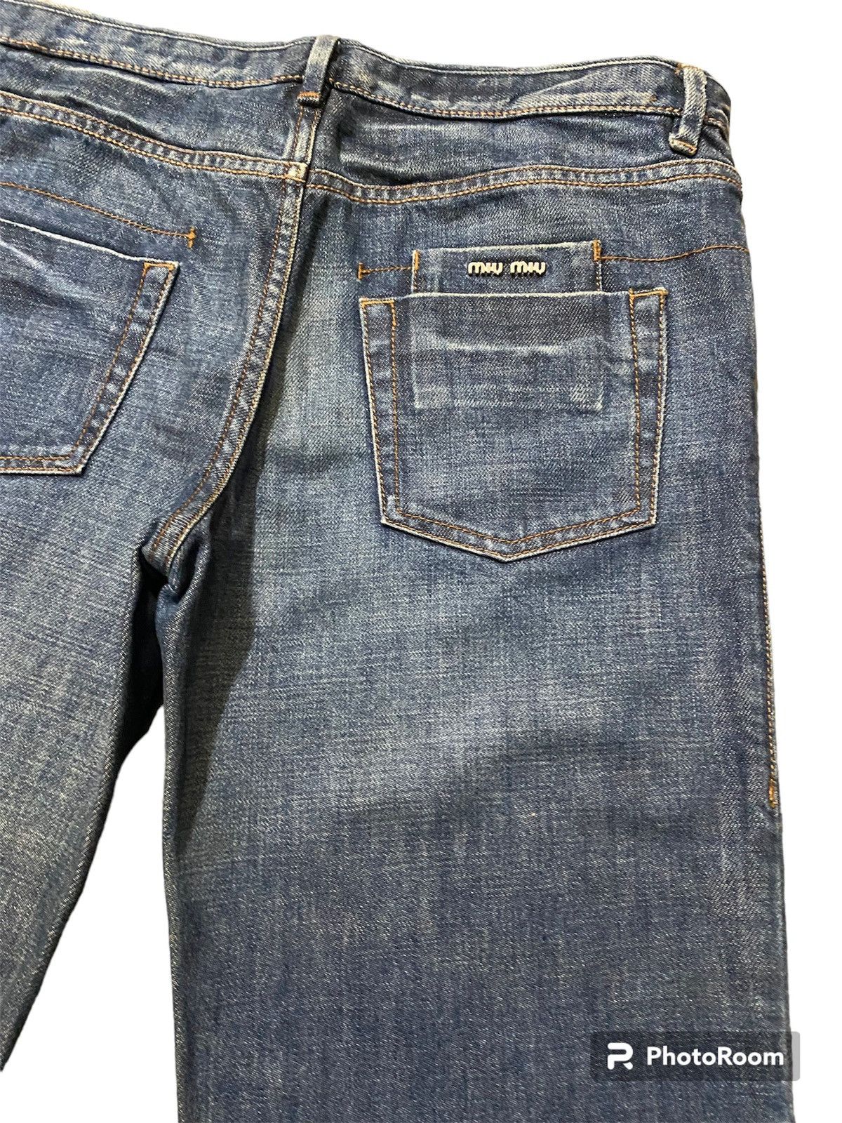Miu Miu × Prada MIUMIU LOGO PATCH DENIM JEANS MADE IN ITALY Size 32" / US 10 / IT 46 - 6 Thumbnail