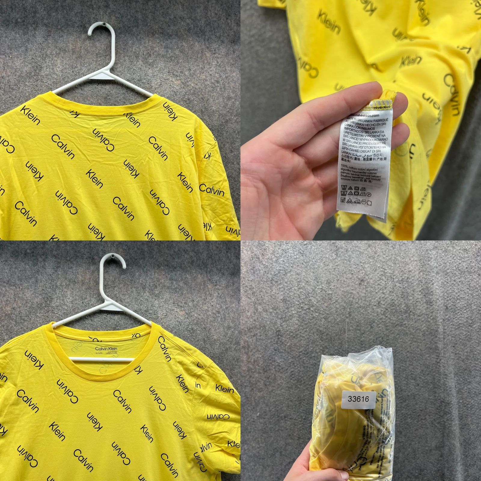 Calvin Klein Calvin Klein Shirt XL Mens Yellow All Over Logo Print Short Sleeve Tee Size US XL / EU 56 / 4 - 8 Thumbnail