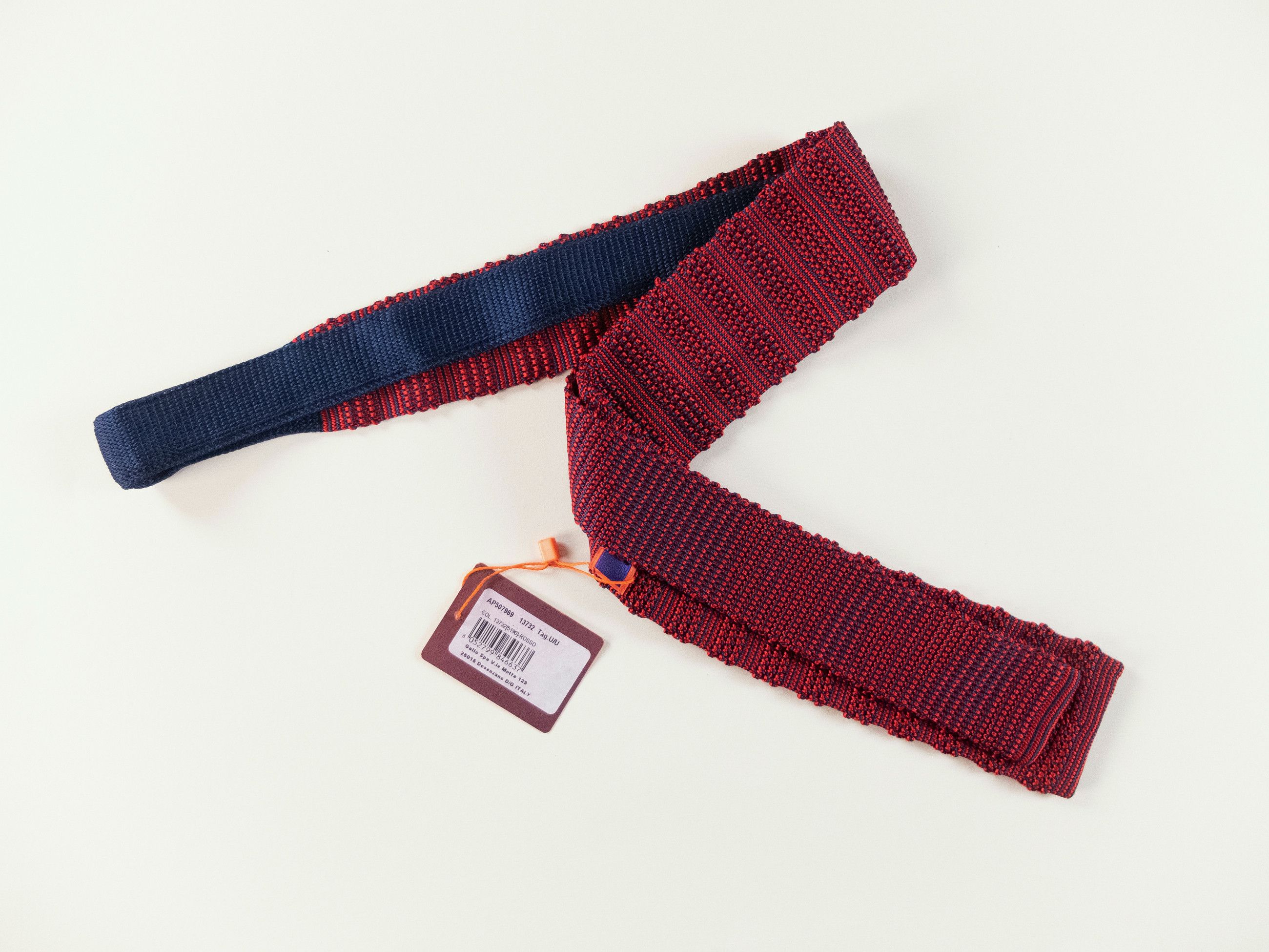 Other GALLO red knit skinny silk tie NWT Made in Italy Size ONE SIZE - 2 Thumbnail