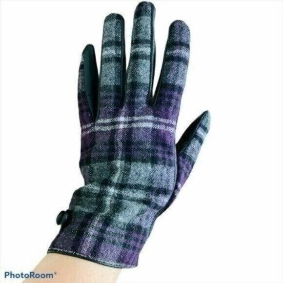 Other Leather and Tartan Gloves Sz M Size ONE SIZE - 5 Thumbnail