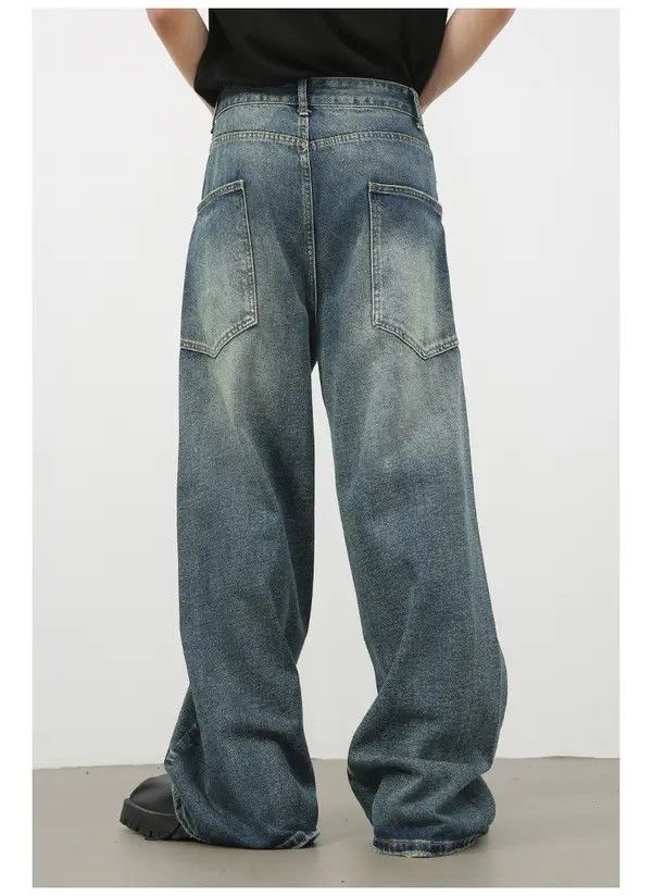 Japanese Brand Asa Loose Washed American Straight-Leg Large Pocket Jeans Size US 32 / EU 48 - 6 Thumbnail