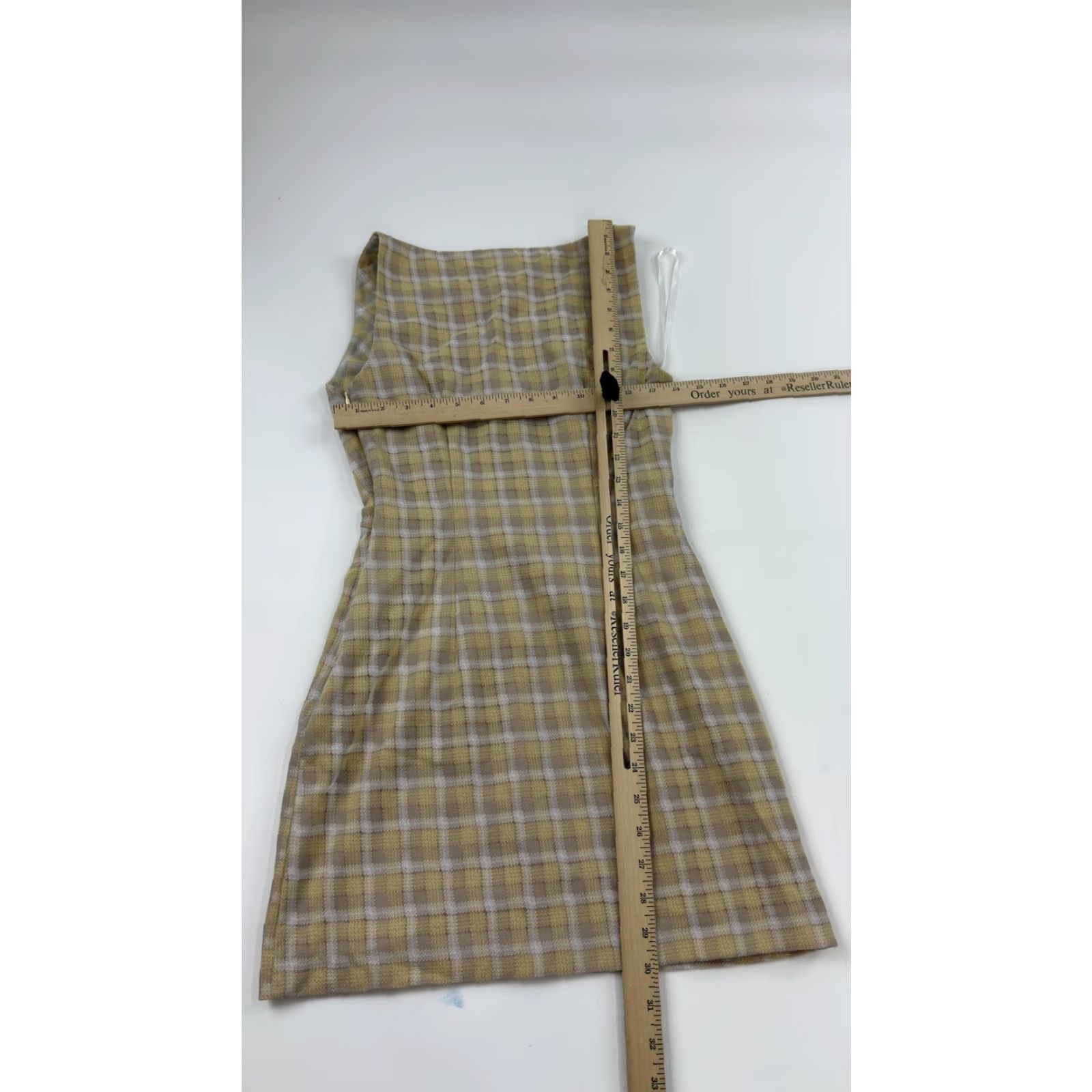 Vintage Song of Style Dress Womens XXS Yellow Plaid Textured Sleeveless Mini Lined Size XXS / US 00 / IT 34 - 6 Thumbnail