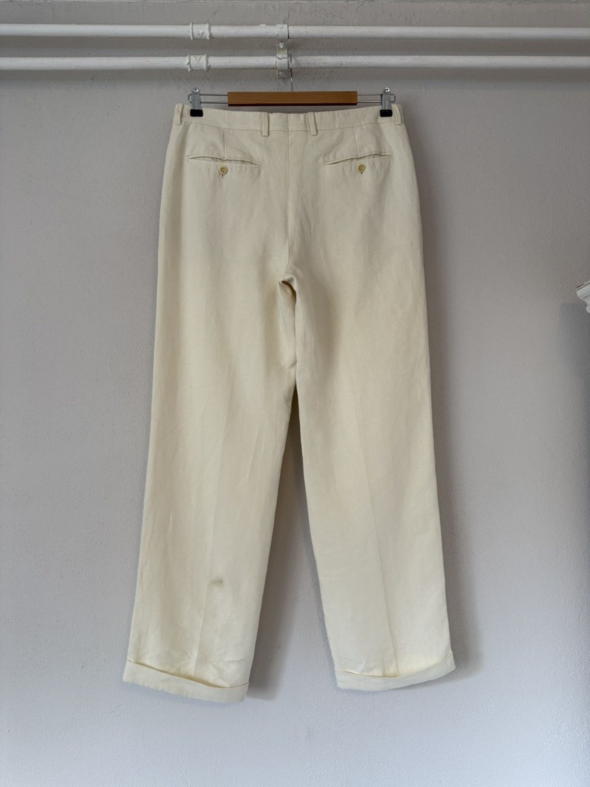 Hermes Hermès Ivory Linen Trousers with Cuffed Hem Size US 38 / EU 54 - 5 Thumbnail