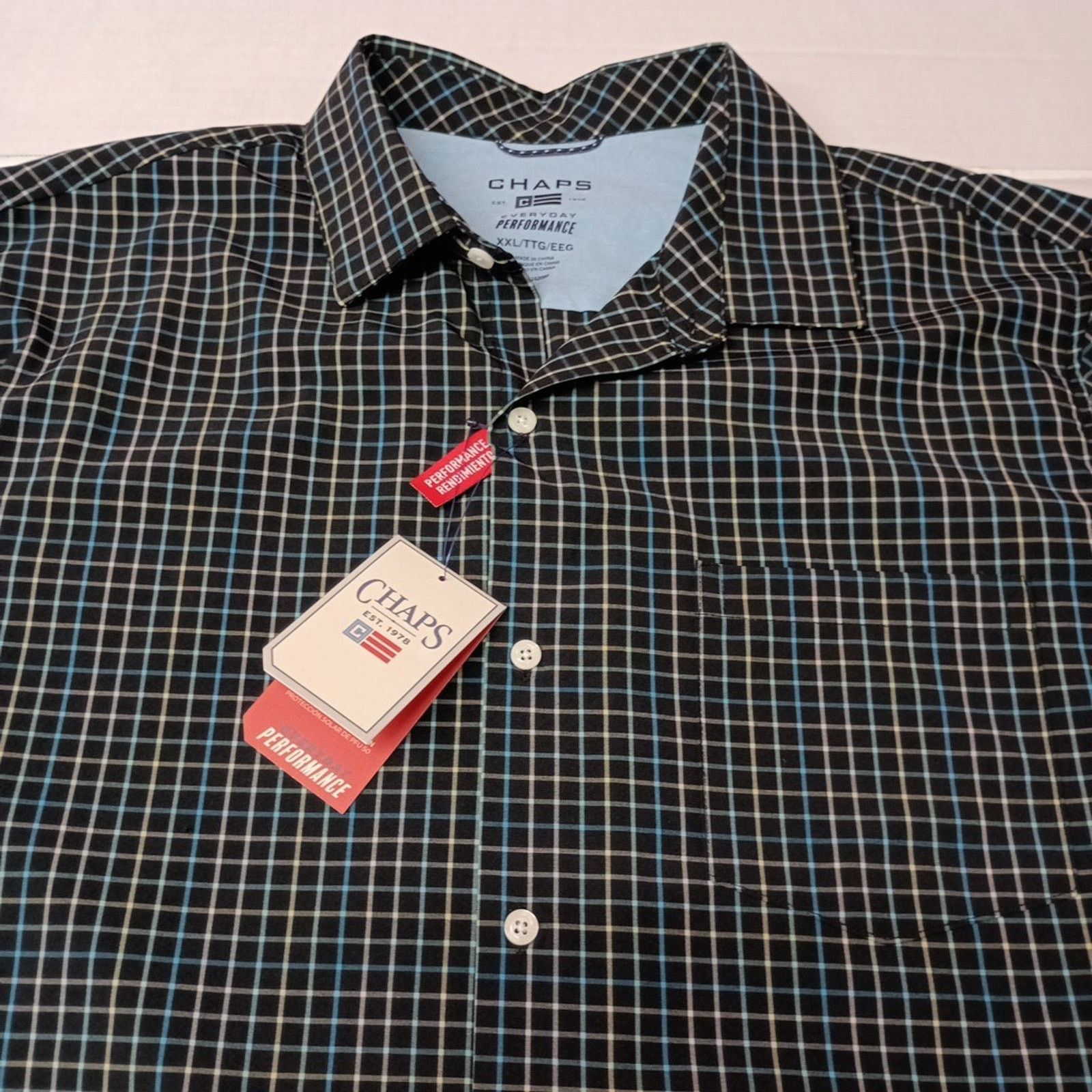 Chaps Chaps Performance Woven Shirt Mens Size 2XL Jet Black UPF 50 Size US XXL / EU 58 / 5 - 2 Thumbnail