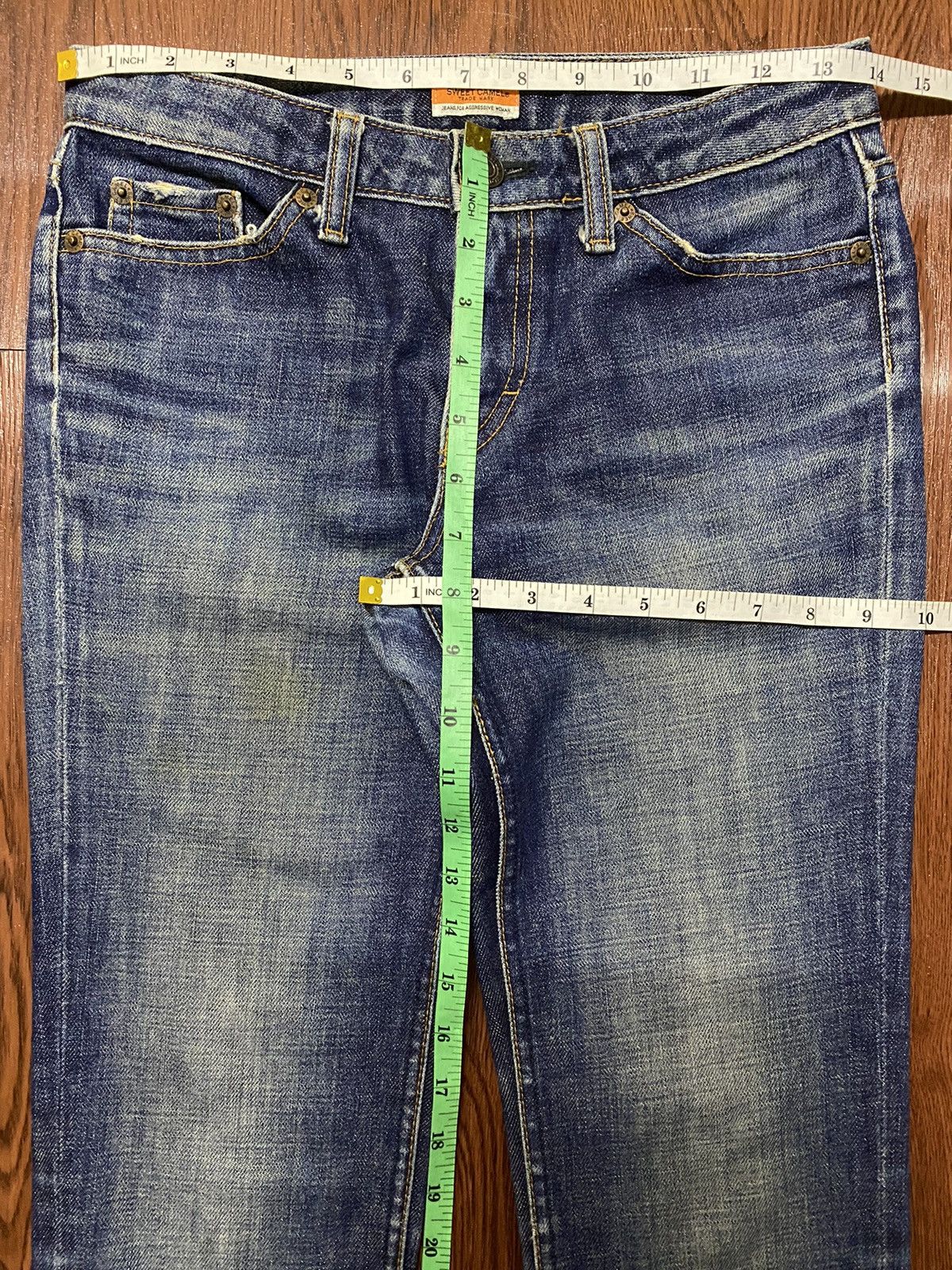 If Six Was Nine Vintage Japanese Brand Blue Wash Distressed Flare Jeans Size 28" / US 6 / IT 42 - 13 Thumbnail