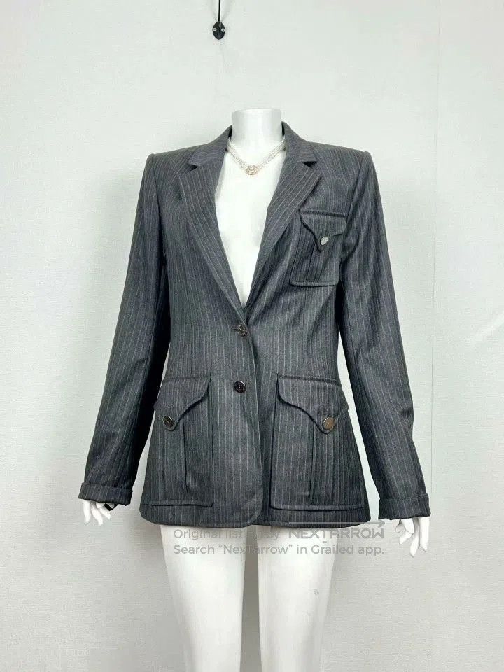 Saint Laurent Paris YSL Gray Pinstripe Wool Blazer. Size S / US 4 / IT 40 - 7 Thumbnail