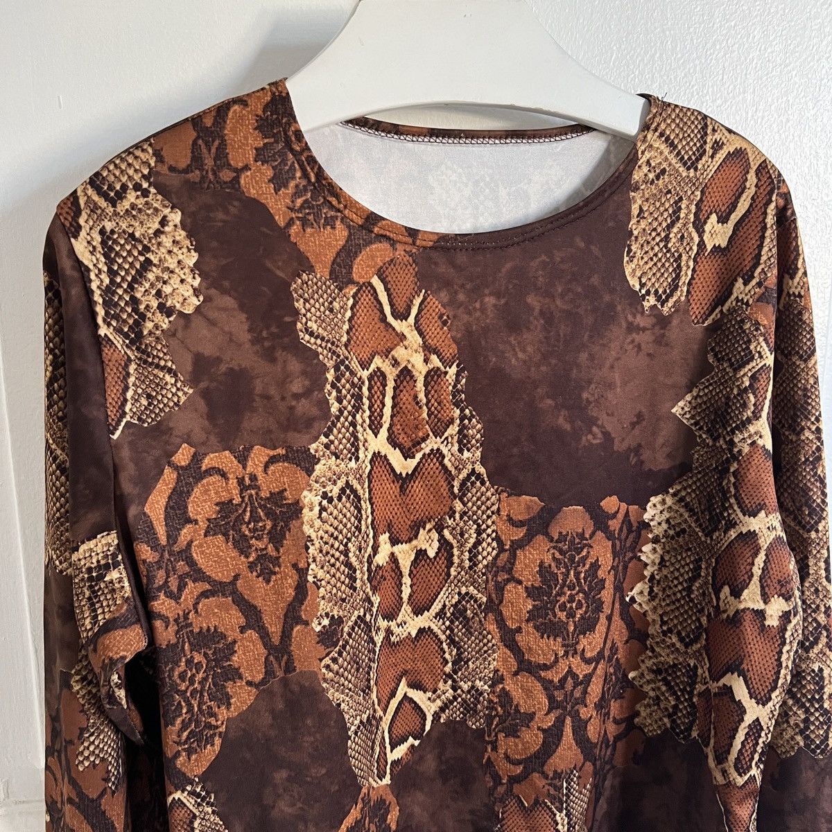 Japanese Brand × Vintage Y2k snake tiger print abstract top blouse long sleeve 2000s Size L / US 10 / IT 46 - 2 Thumbnail