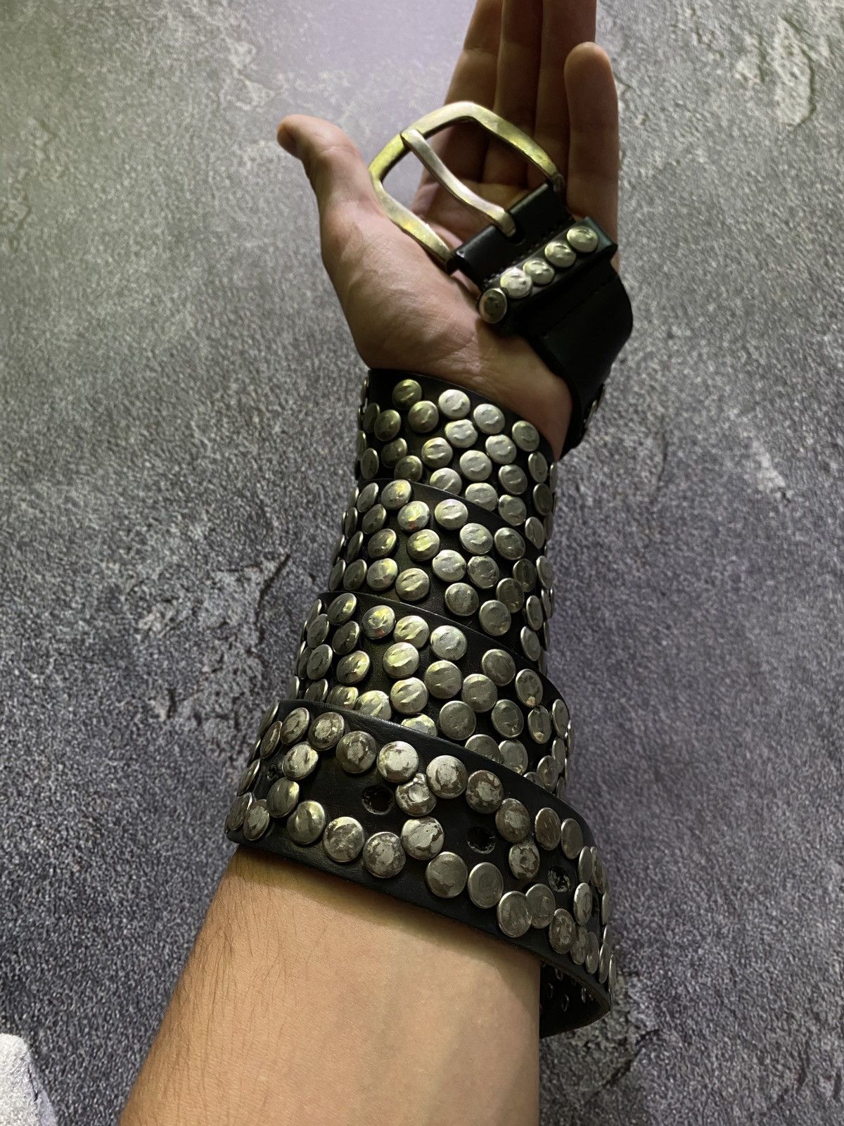 Leather Vintage avant garde studded leather belt y2k Size 34 - 1 Thumbnail
