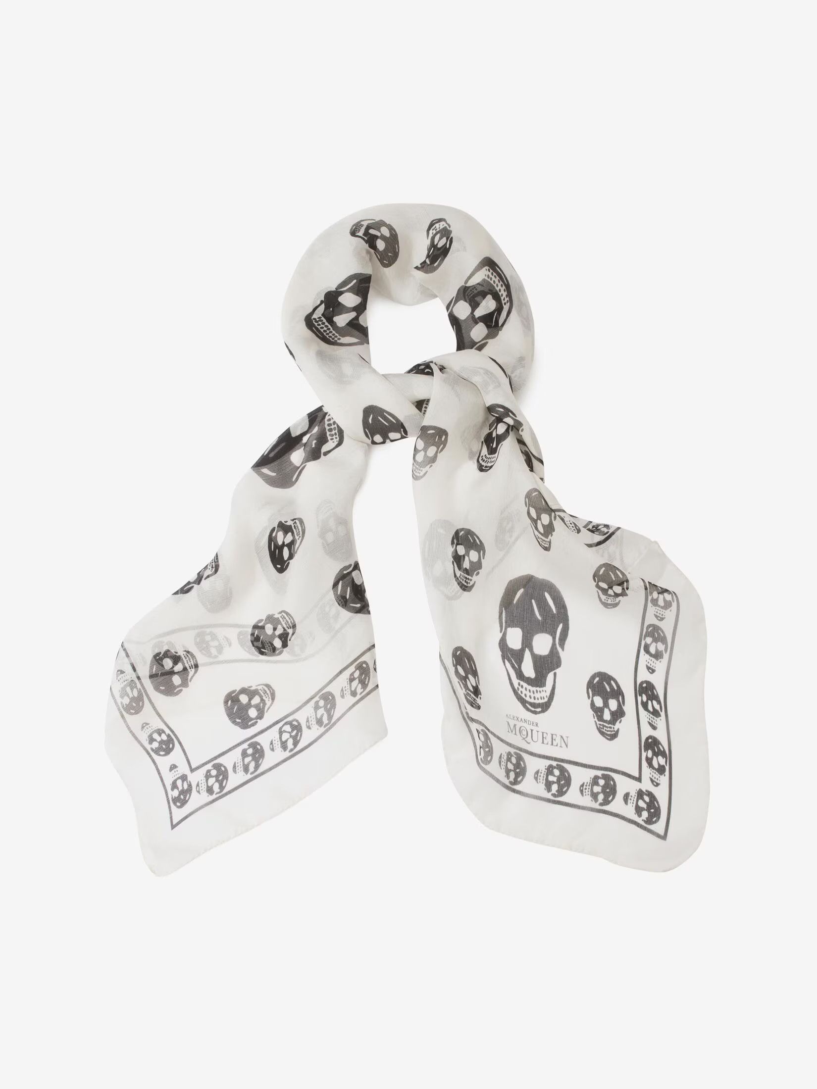 Alexander McQueen o1y0325 Size: OS / Scarve in White & Black Size ONE SIZE - 2 Thumbnail