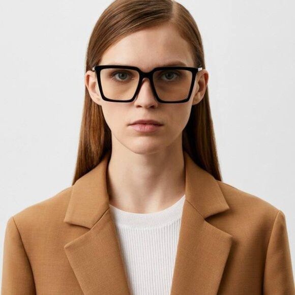 Saint Laurent Paris Saint Laurent SL474 006 Sunglasses Shiny Black Square Frame Size ONE SIZE - 3 Thumbnail