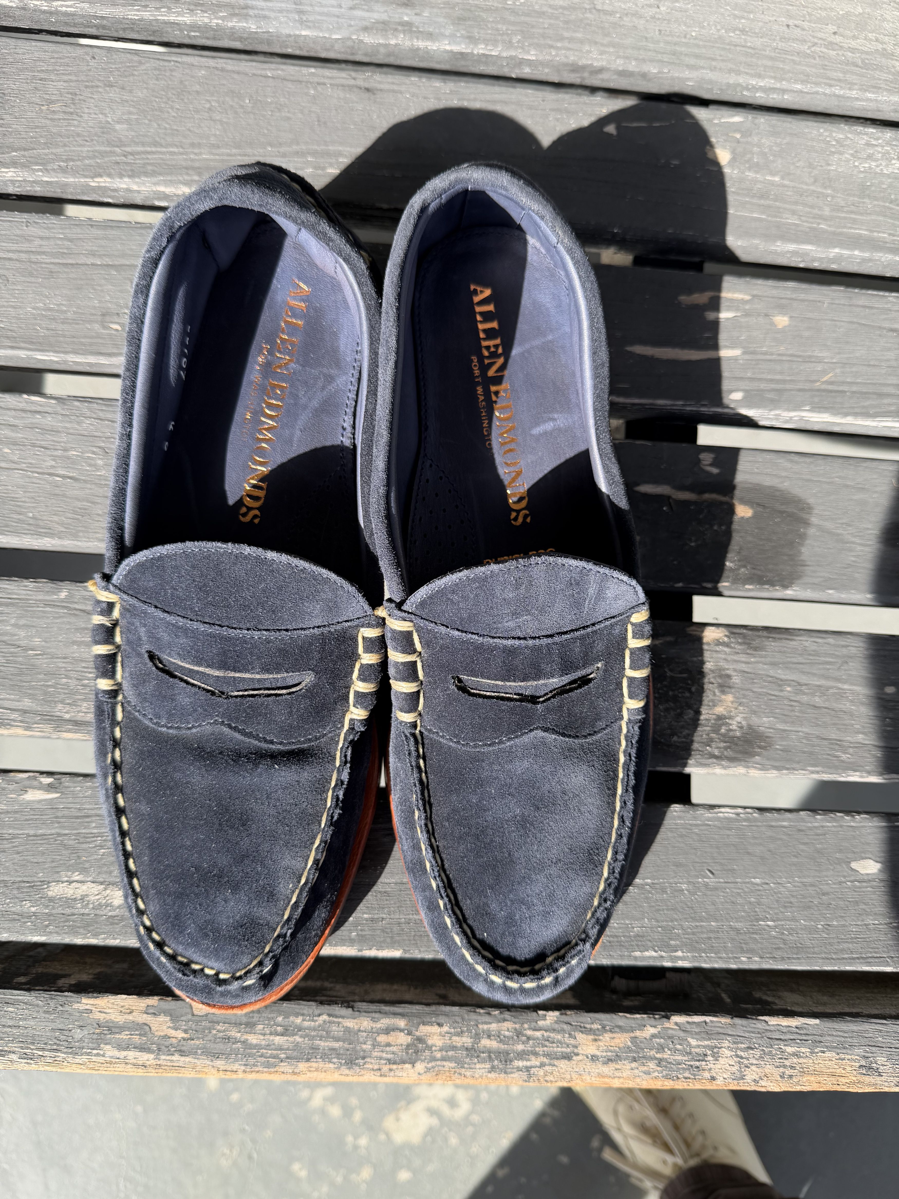 Allen Edmonds Allen Edmonds Sea Island Blue Suede Penny Loafer Size US 9 / EU 42 - 5 Thumbnail