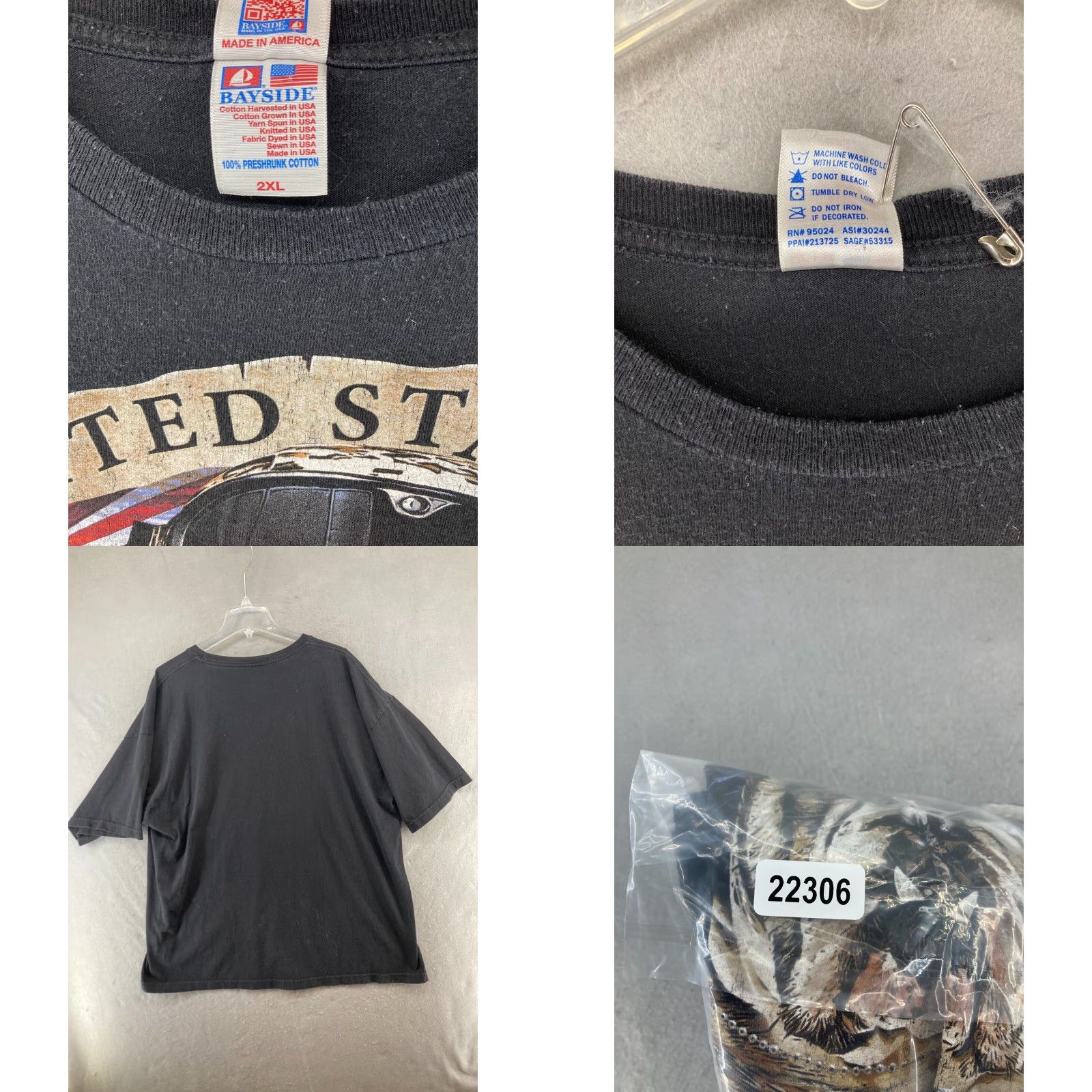 Vintage Bayside Mens TShirt 2XL Black USA Marine Corps Bulldog USA MADE Shirt Men 2XL Black Graphic Print United States Pattern USA Theme Size US XXL / EU 58 / 5 - 8 Thumbnail