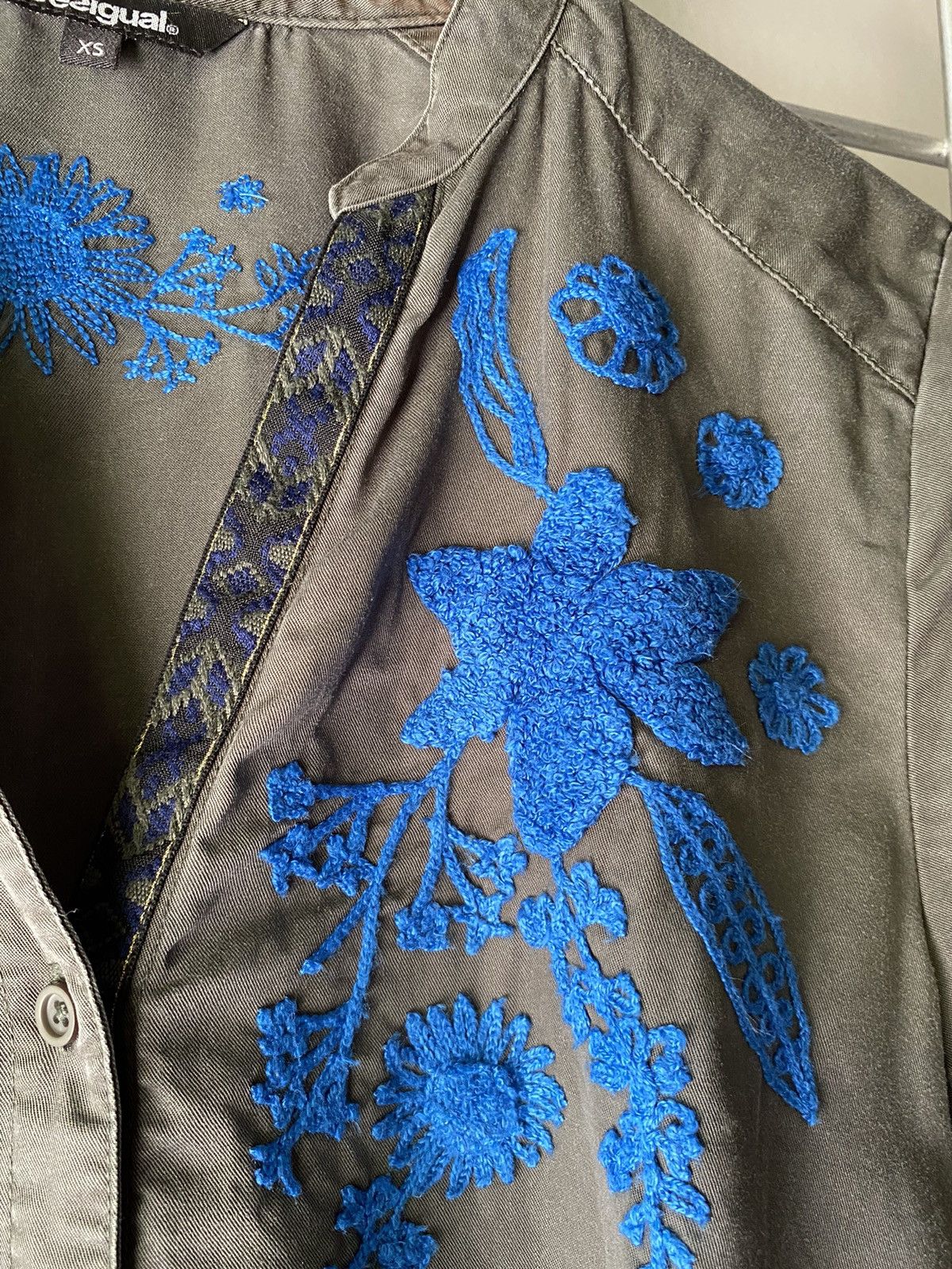 Desigual Desigual Gray Floral Embroidered shirt Size XS / US 0-2 / IT 36-38 - 17 Thumbnail